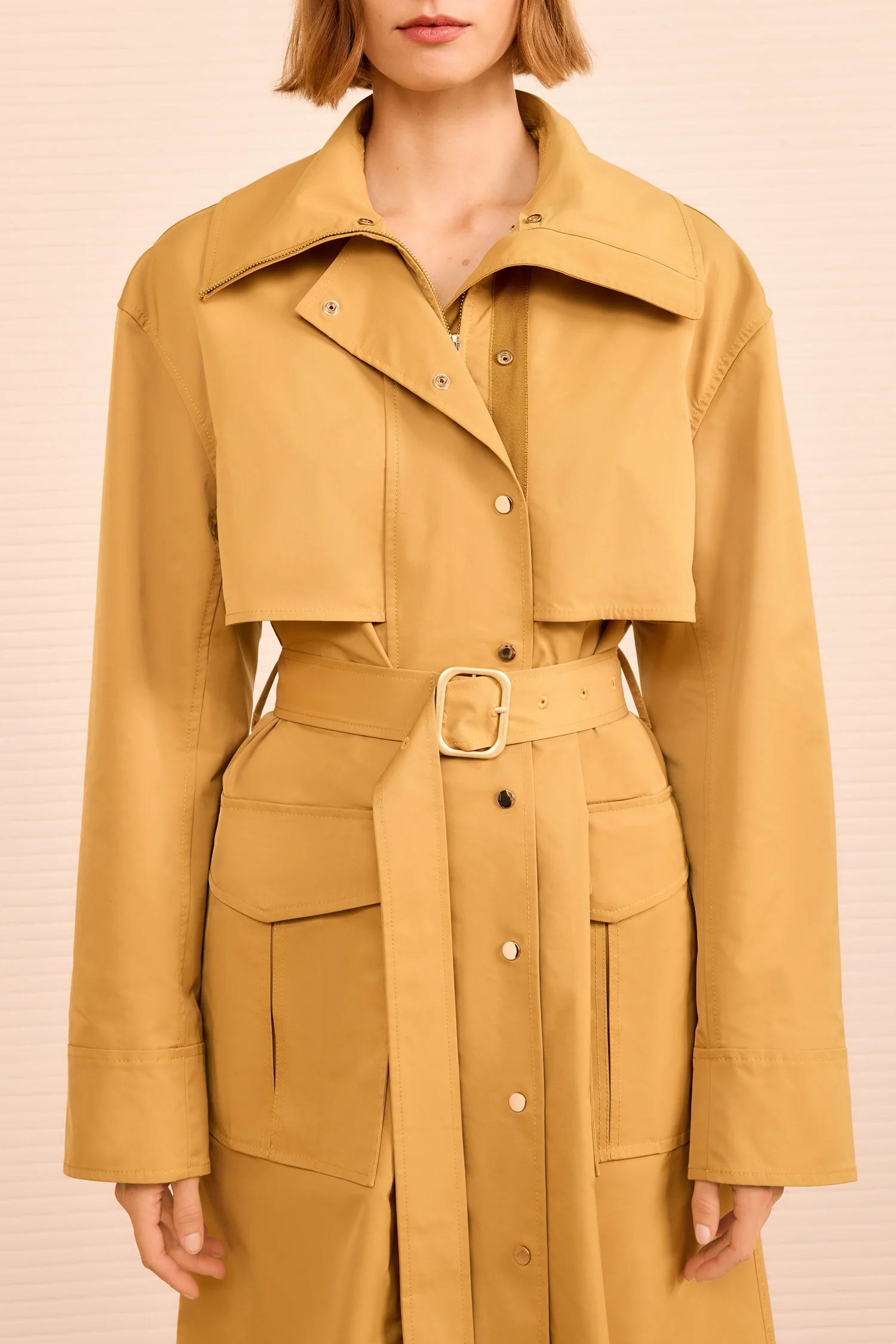 Adara Hooded Trench Coat - Almond - Image 2