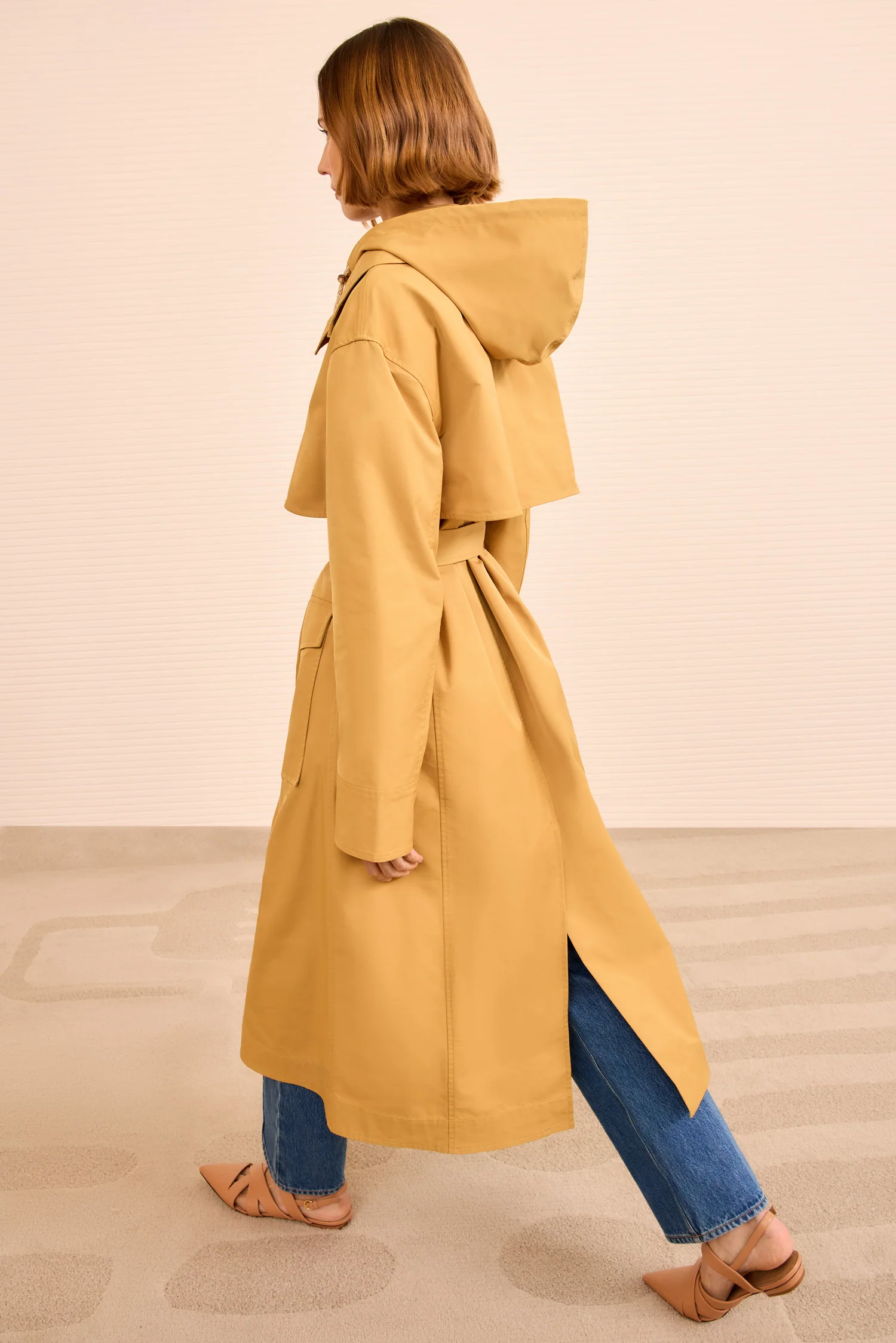Adara Hooded Trench Coat - Almond - Image 4