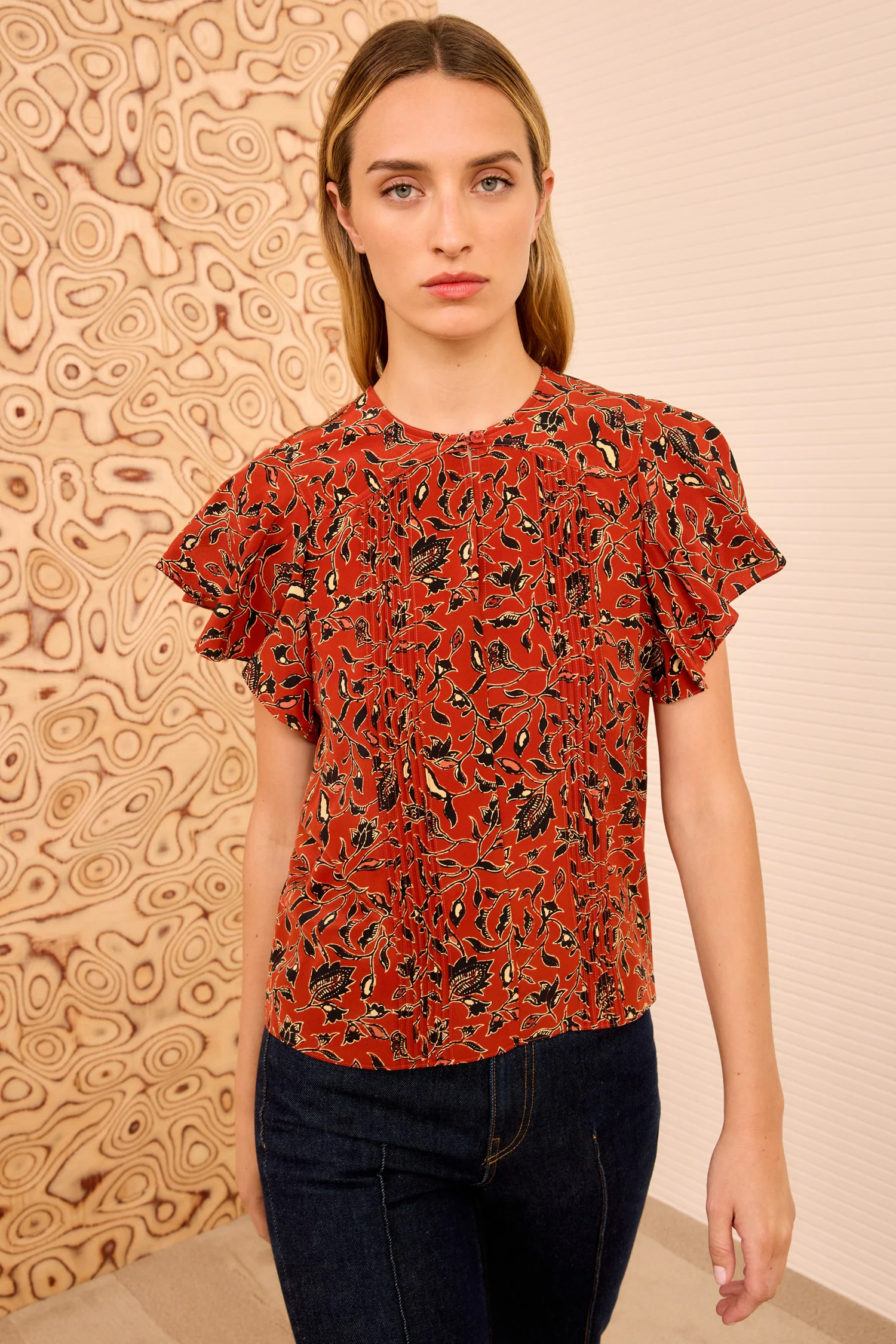Adoni Short Sleeve Top - Terracotta - Image 3