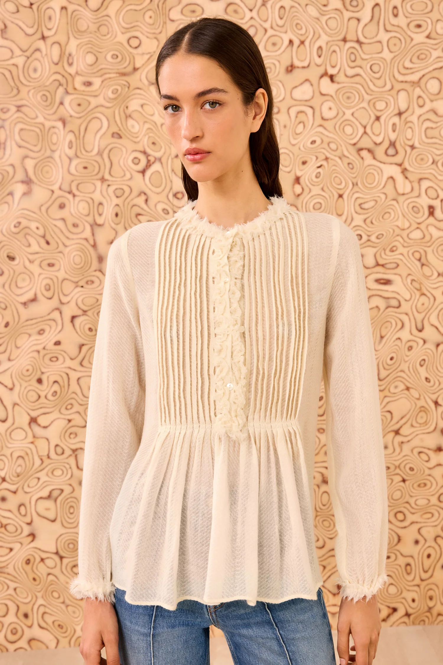 Adriel Long Sleeve Tunic Blouse - Cowrie