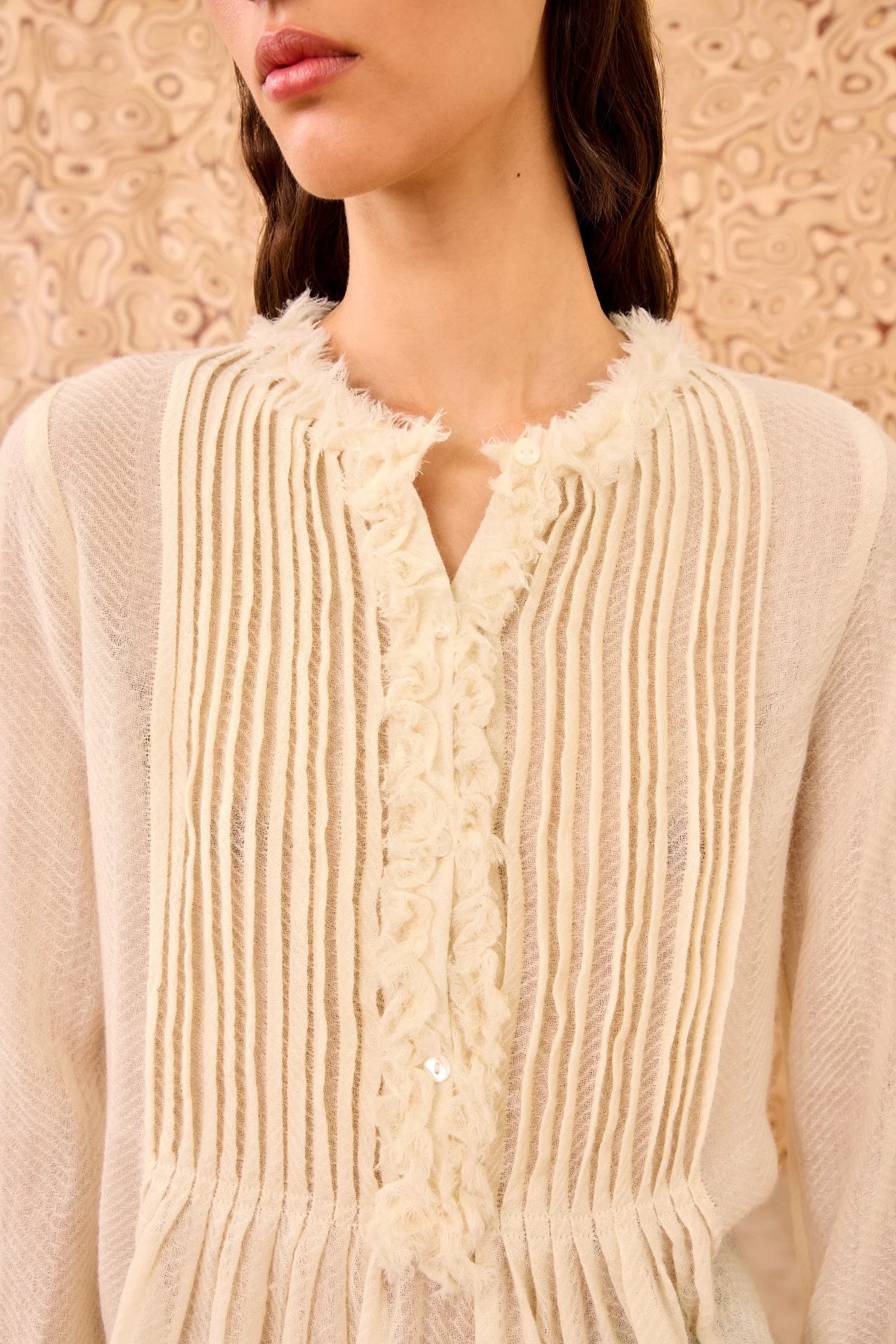 Adriel Long Sleeve Tunic Blouse - Cowrie - Image 2