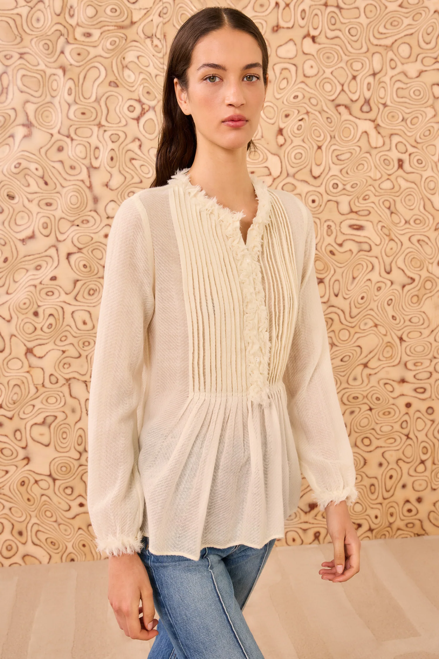 Adriel Long Sleeve Tunic Blouse - Cowrie - Image 3