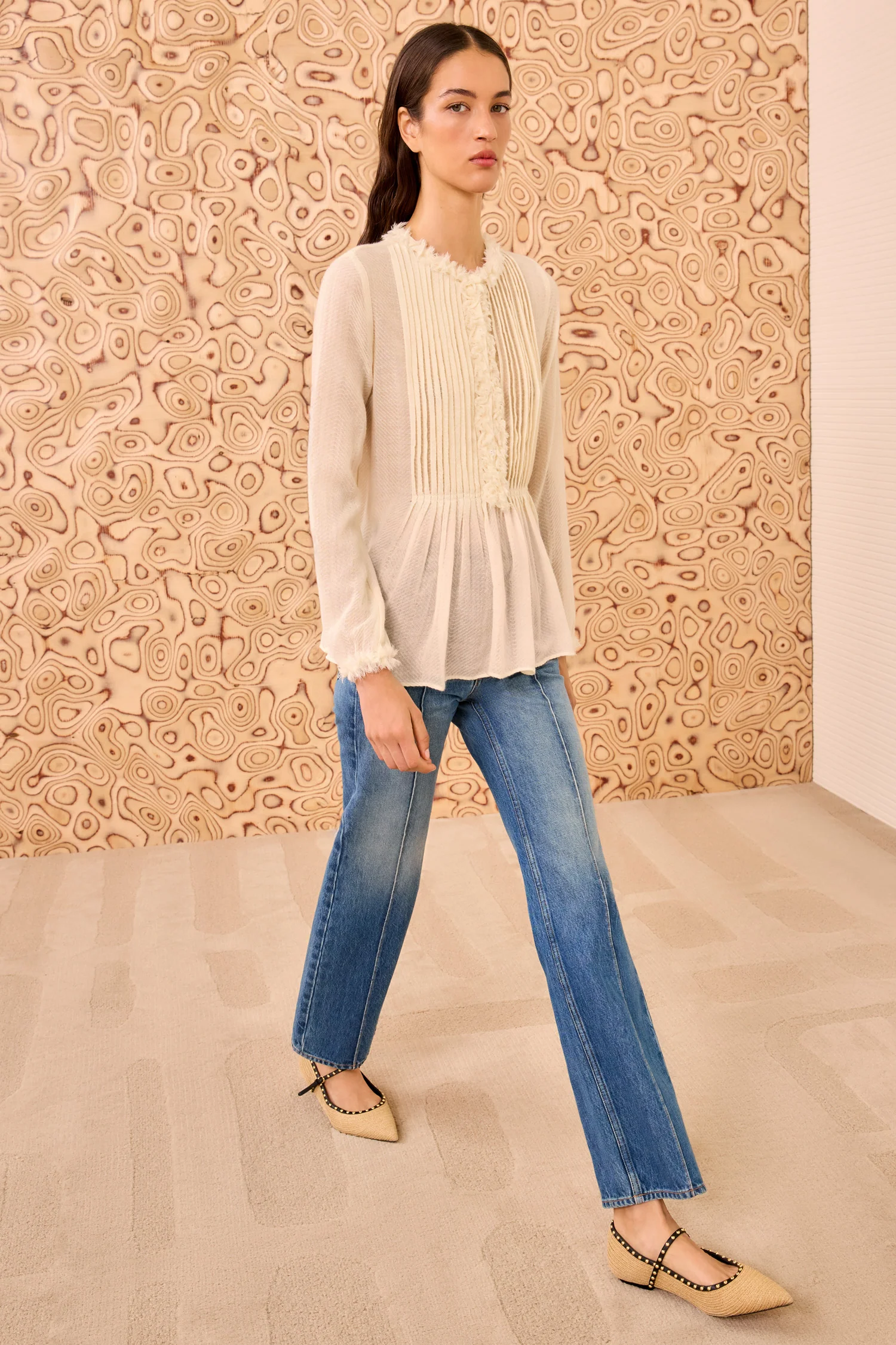 Adriel Long Sleeve Tunic Blouse - Cowrie - Image 4