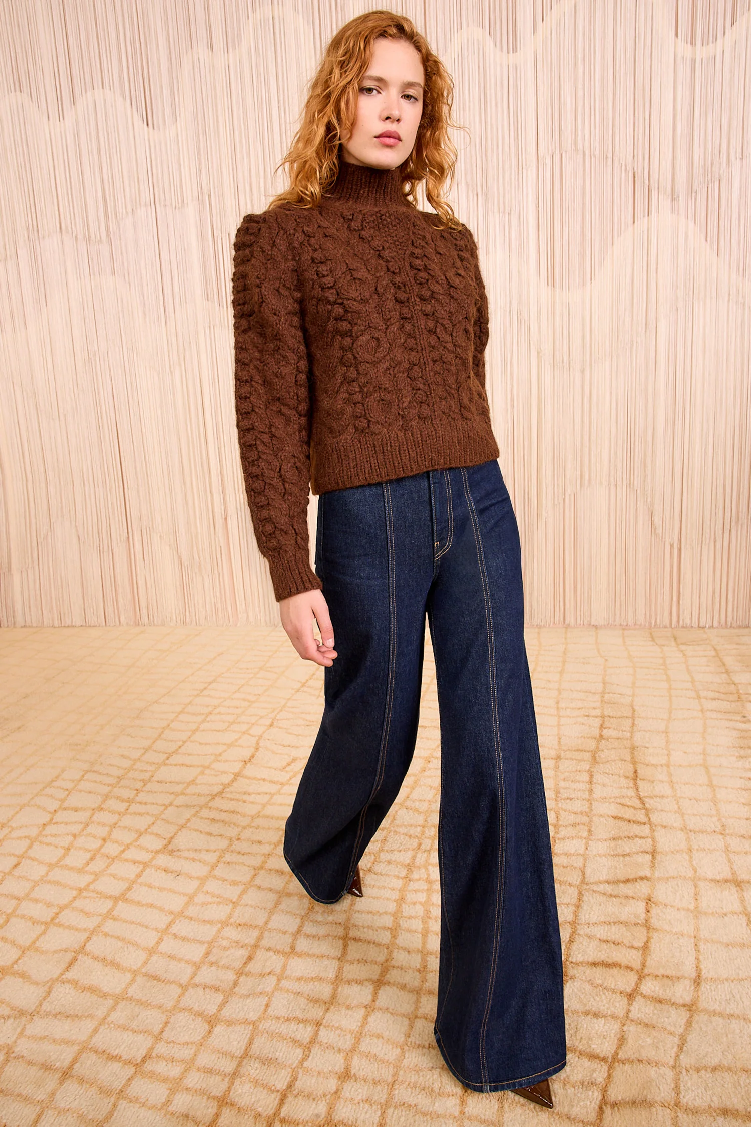 Albia Alpaca Knit Pullover - Walnut - Image 3