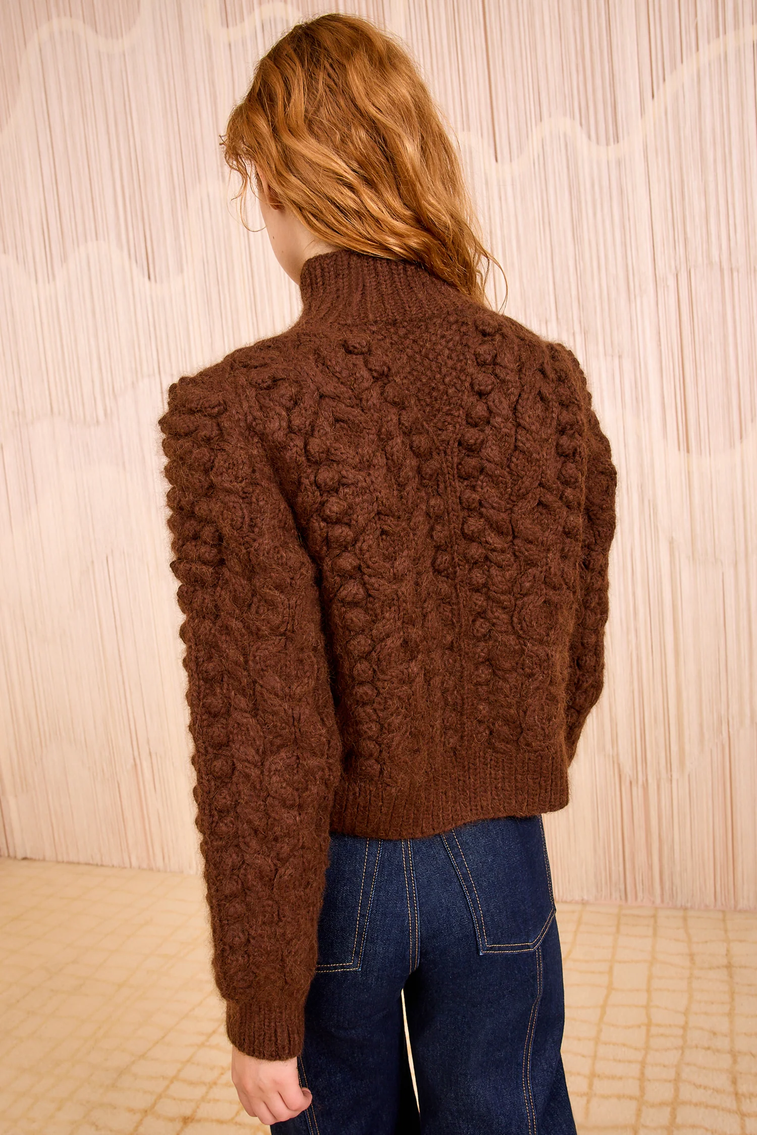 Albia Alpaca Knit Pullover - Walnut - Image 4
