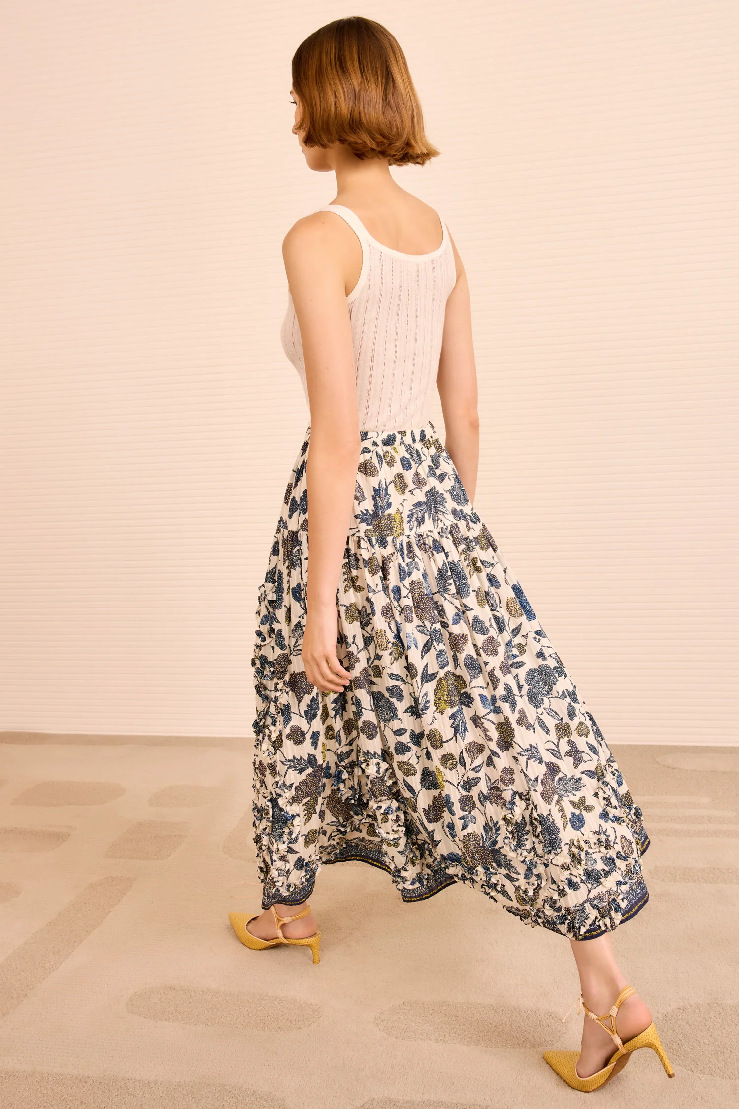 Alexandra Ruffled Cotton Midi Skirt - Porcelain - Image 4