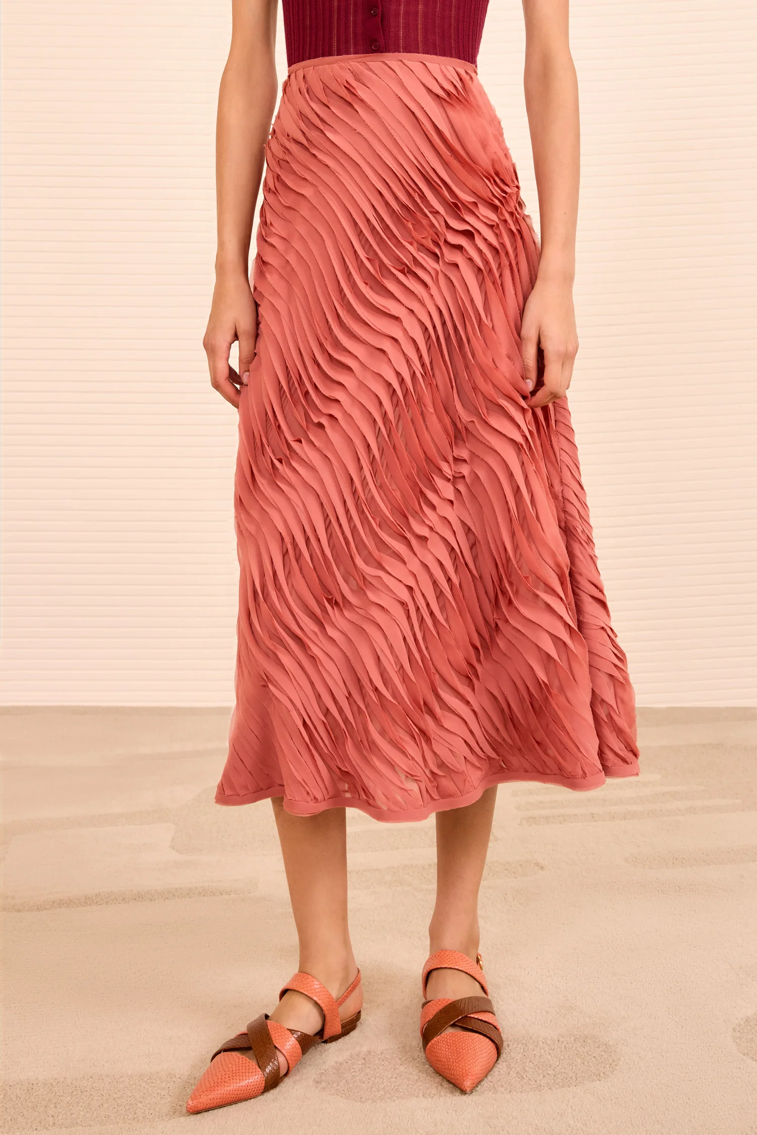 Amiko Midi Skirt - Chestnut - Image 3