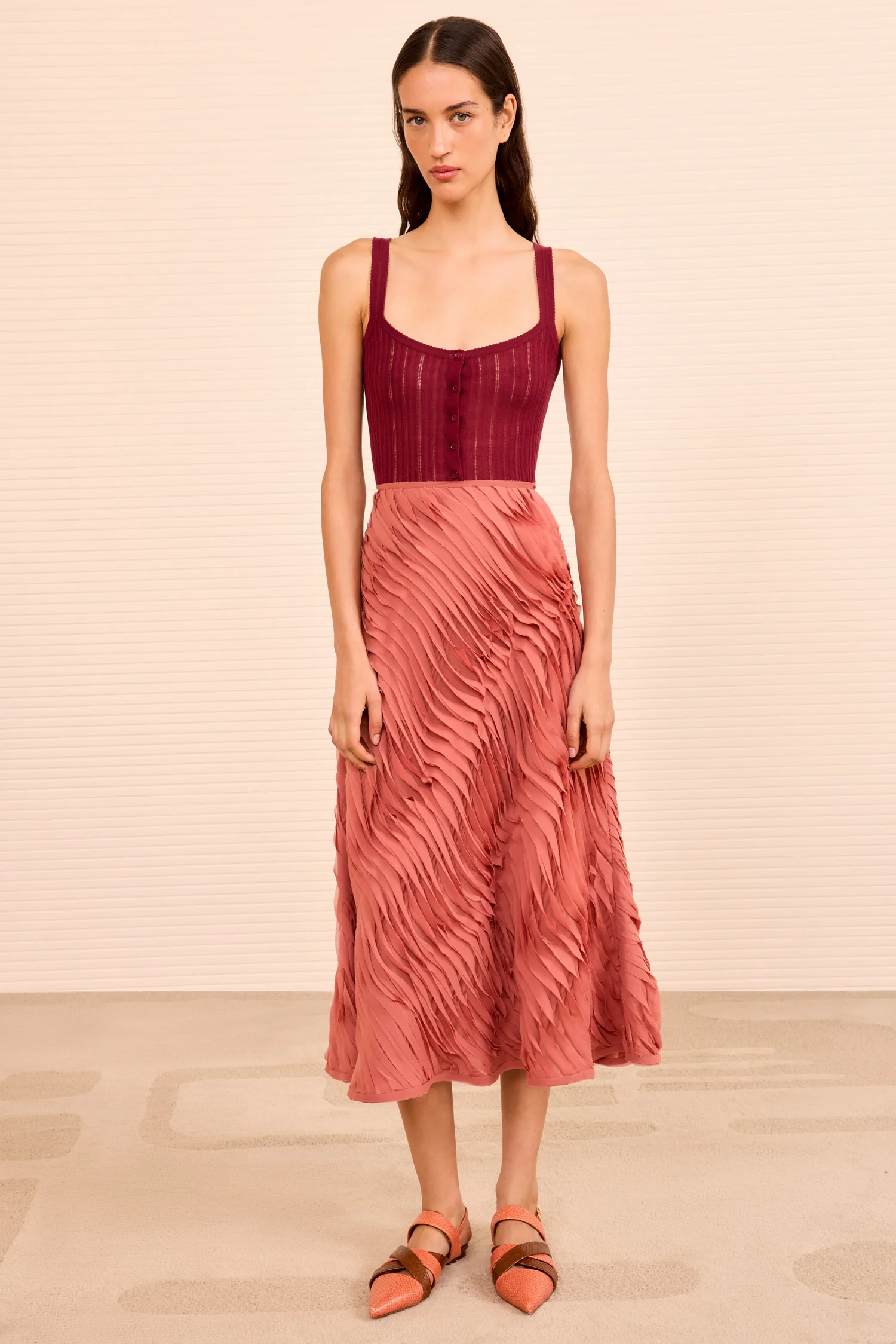 Amiko Midi Skirt - Chestnut - Image 4