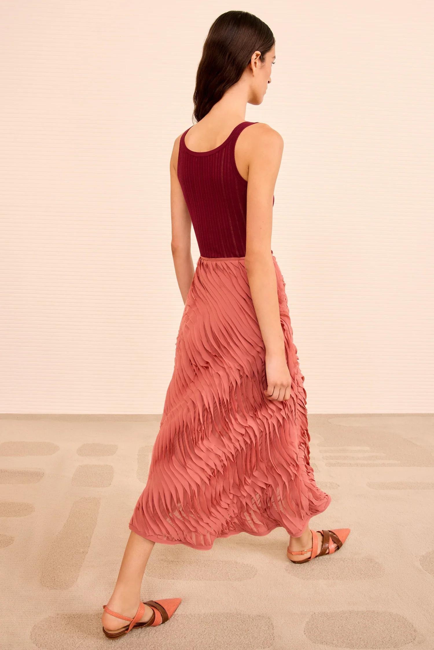 Amiko Midi Skirt - Chestnut - Image 7