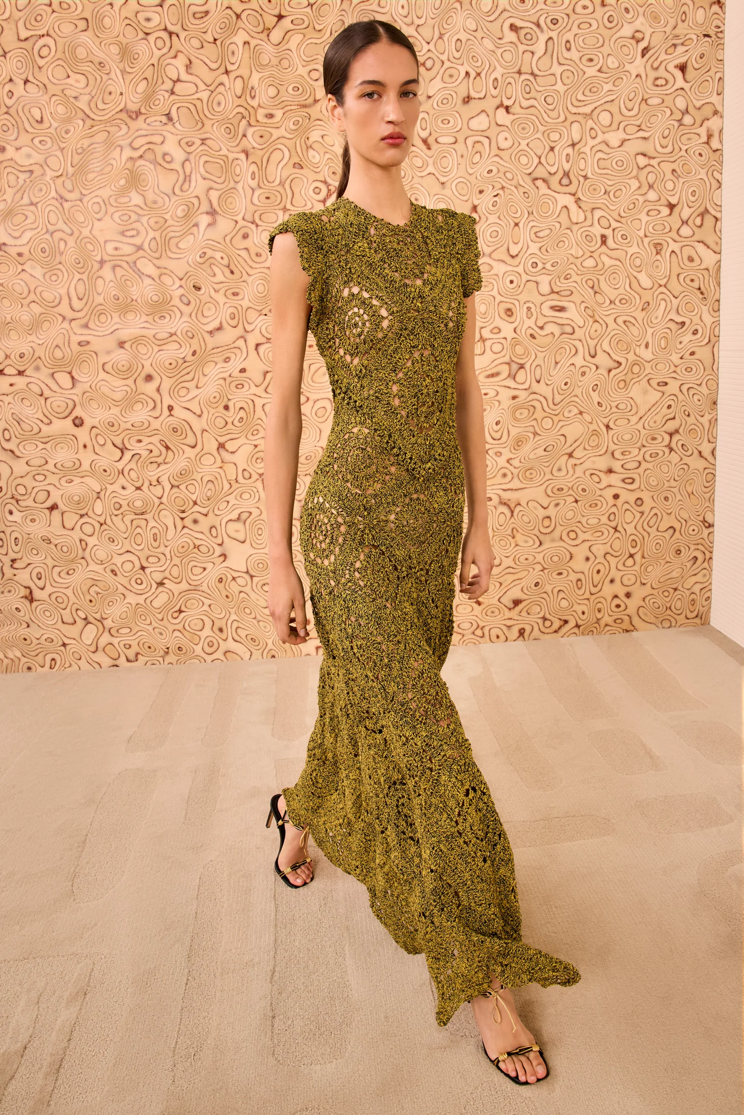 Annalisa Hand Crochet Dress - Olive