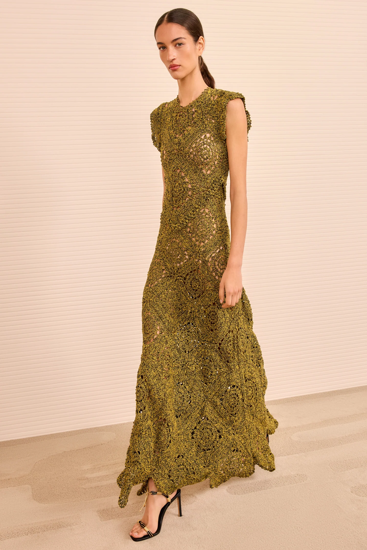 Annalisa Hand Crochet Dress - Olive - Image 3