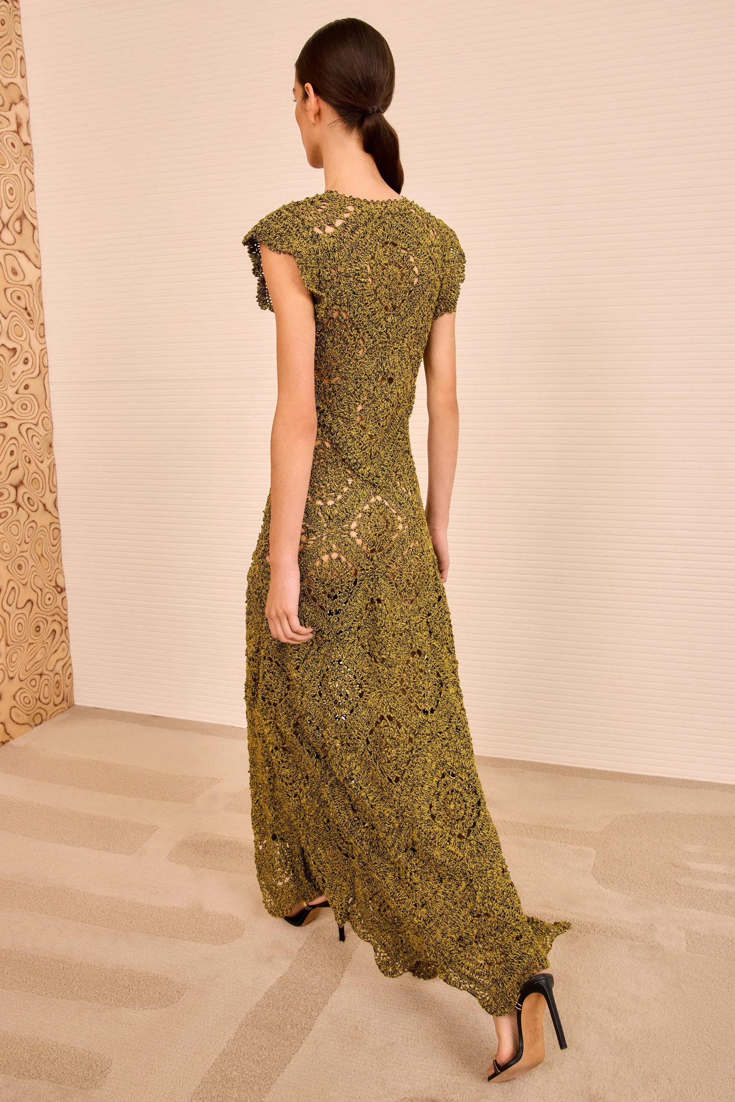 Annalisa Hand Crochet Dress - Olive - Image 4