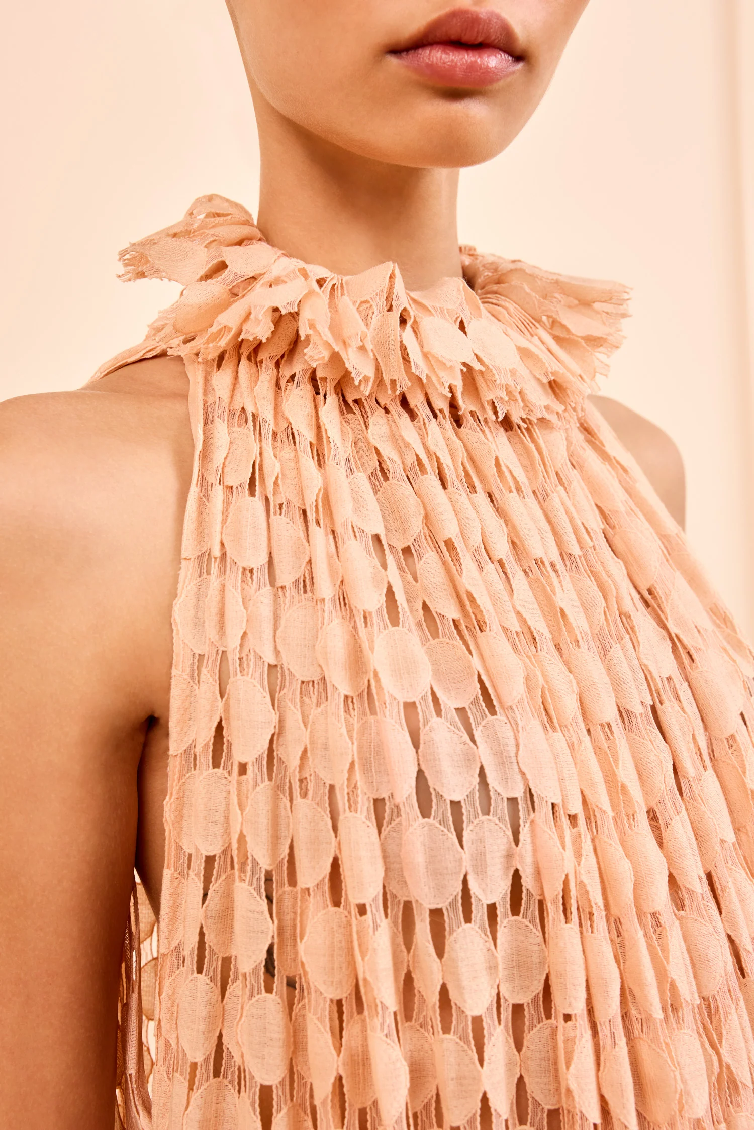 Anouk Lace High Neck Gown - Blush - Image 2