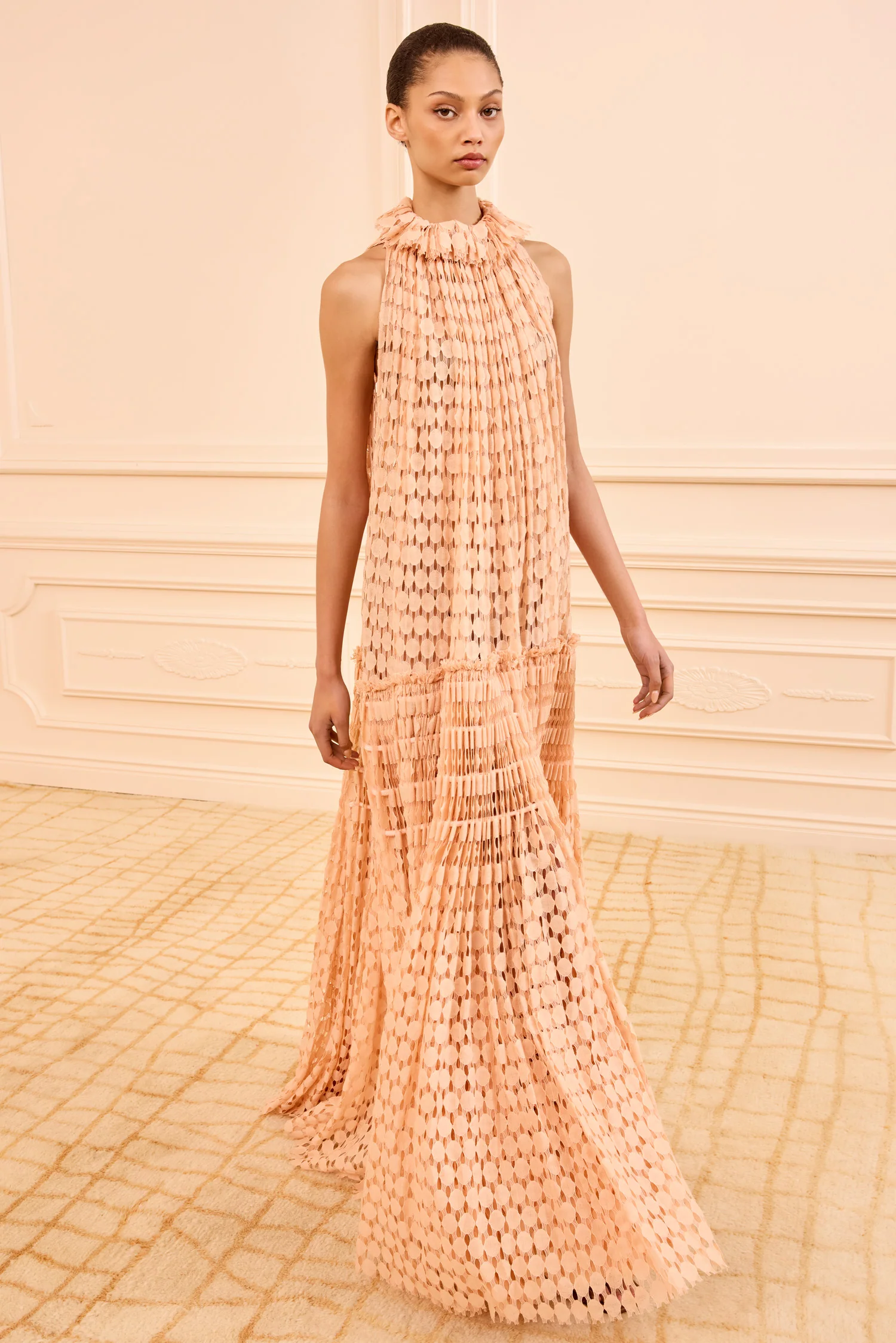 Anouk Lace High Neck Gown - Blush - Image 3