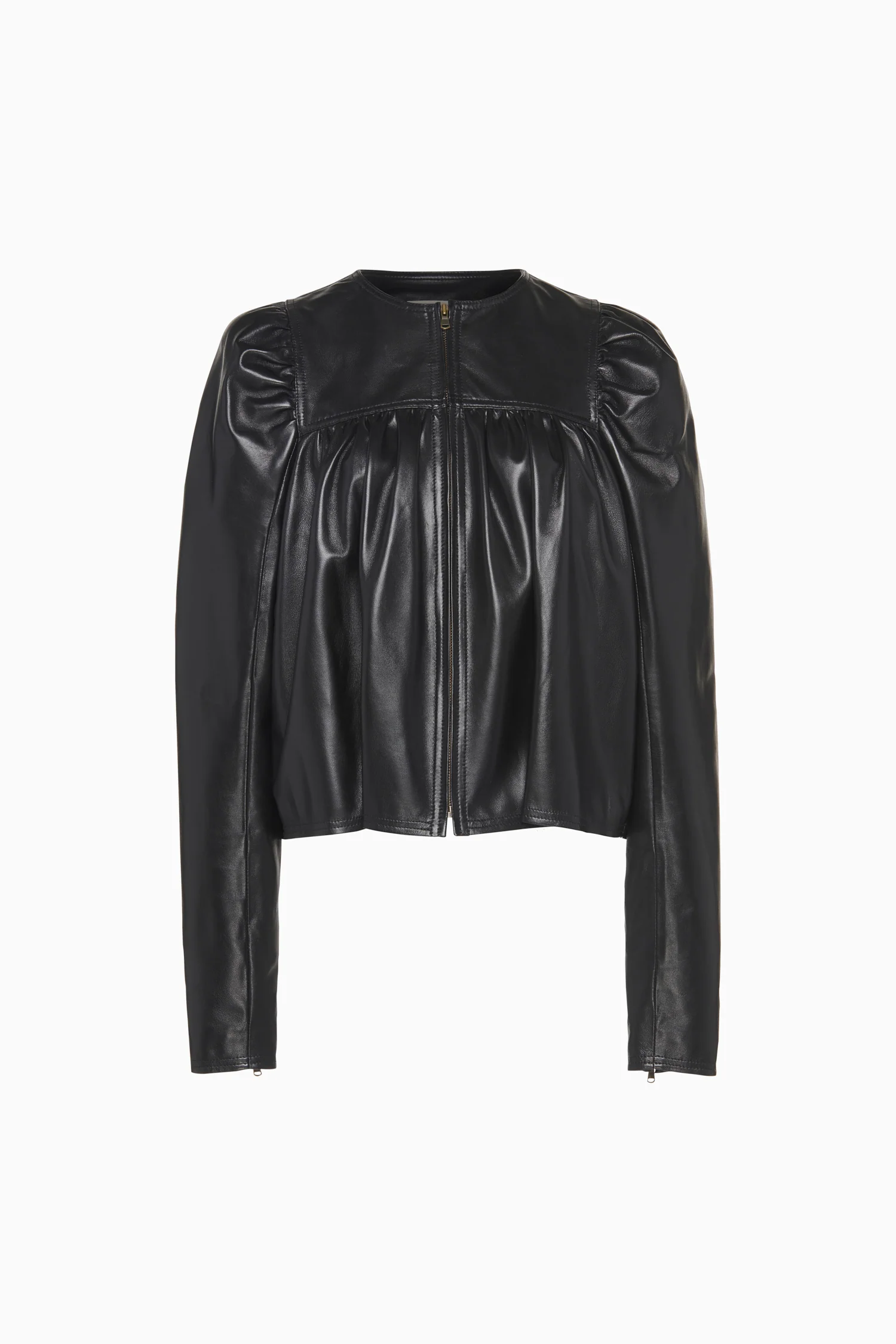 Anouk Zip Up Leather Jacket - Noir - Image 2