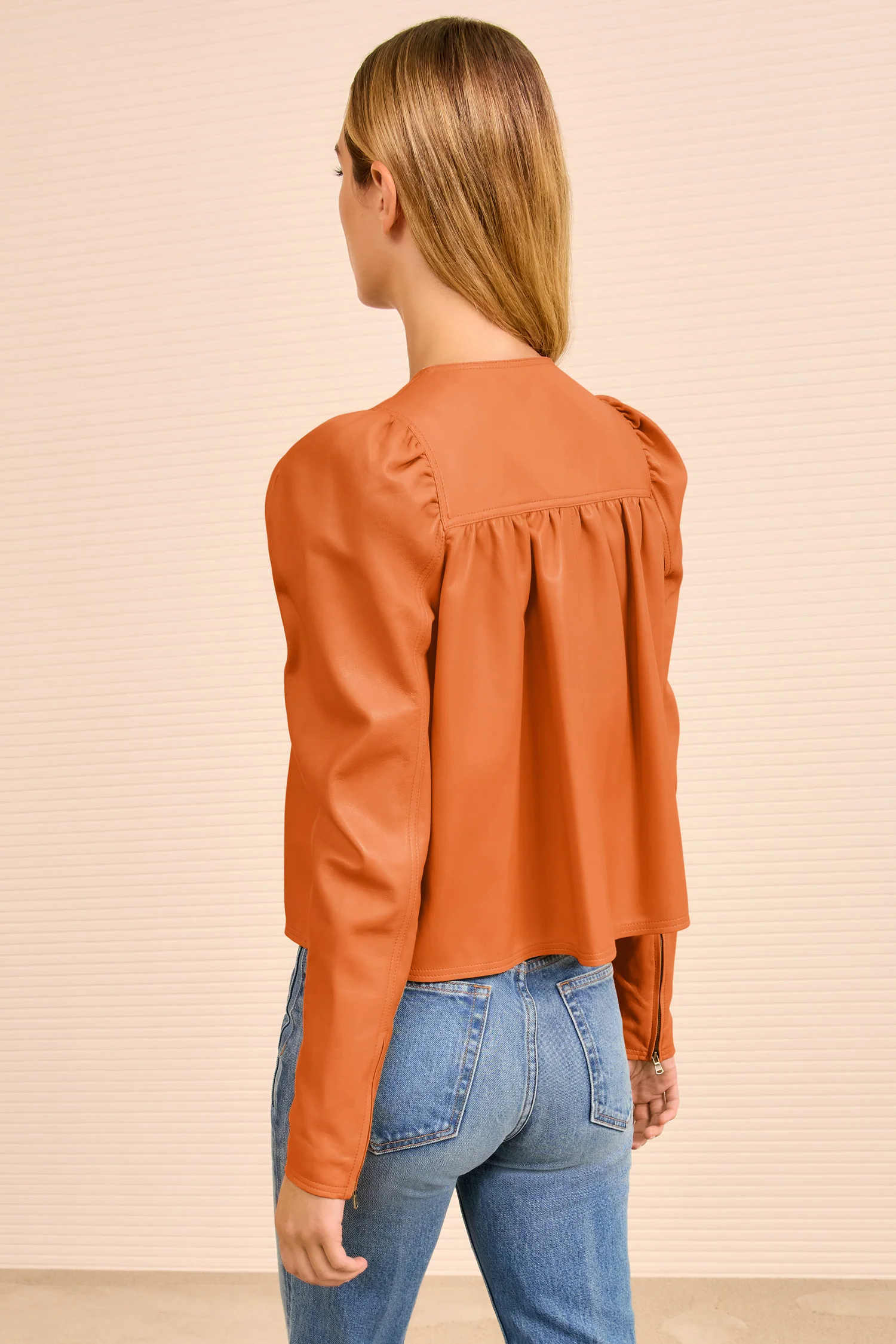 Anouk Zip Up Leather Jacket - Sienna - Image 4