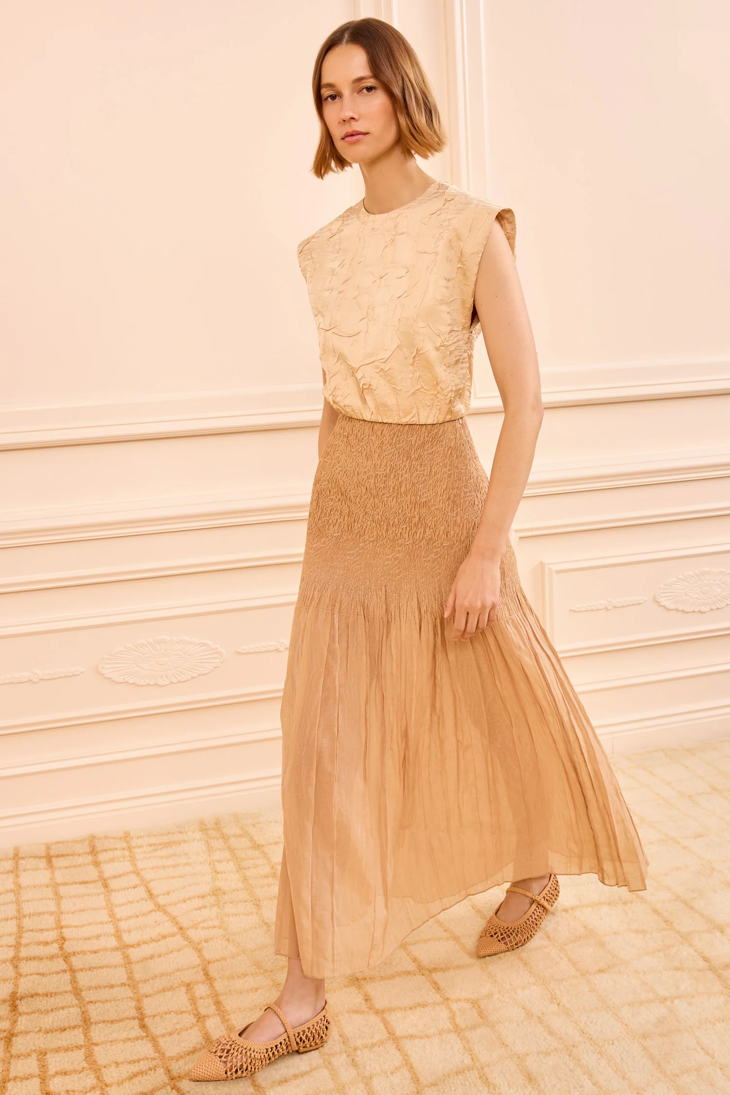 Antonia Smocked Skirt - Dune