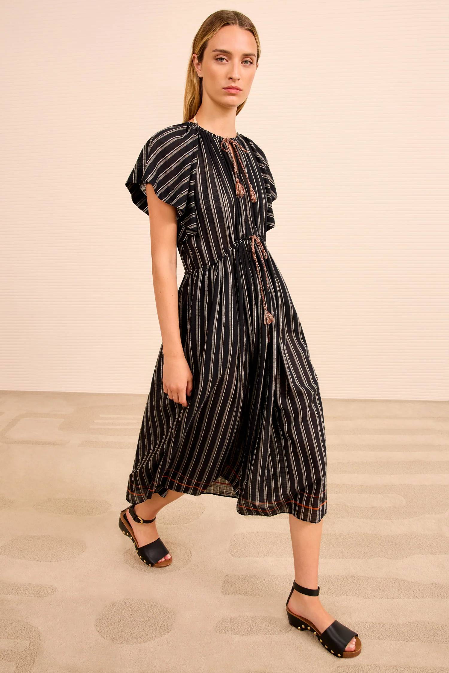 Ariane Striped Dress Coverup - Noir Stripe - Image 3