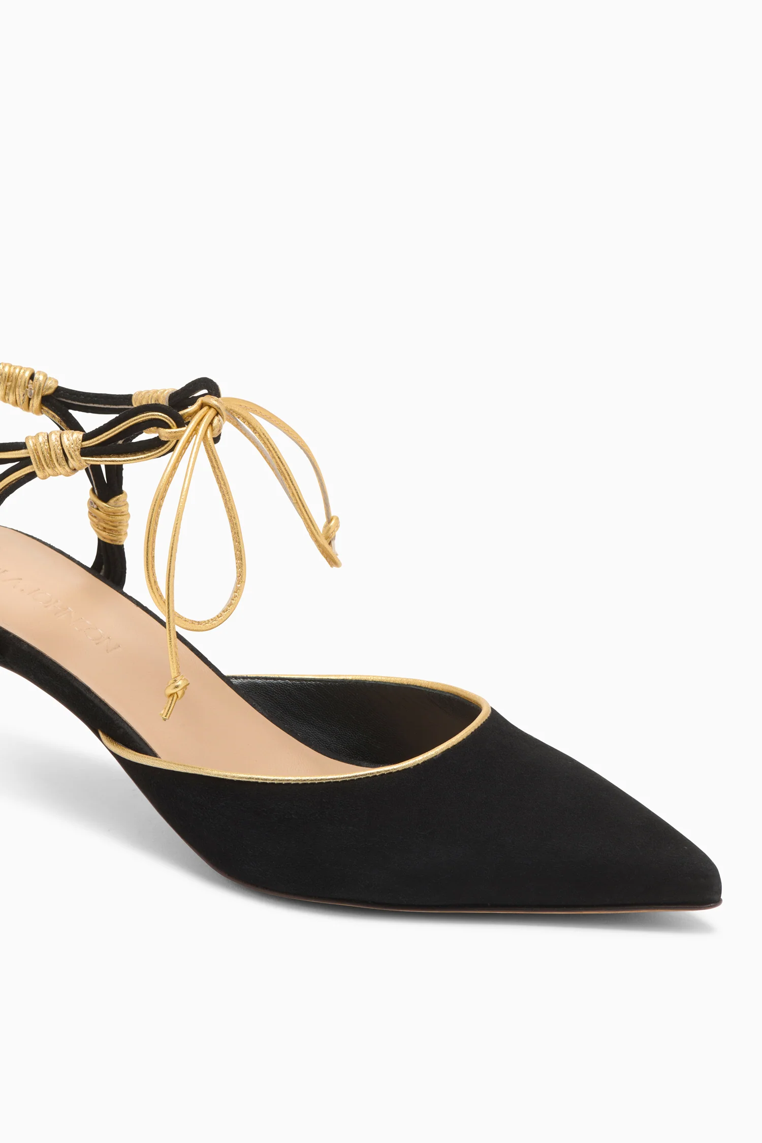 Aris Novel Strap Kitten Heel - Gold Noir - Image 3