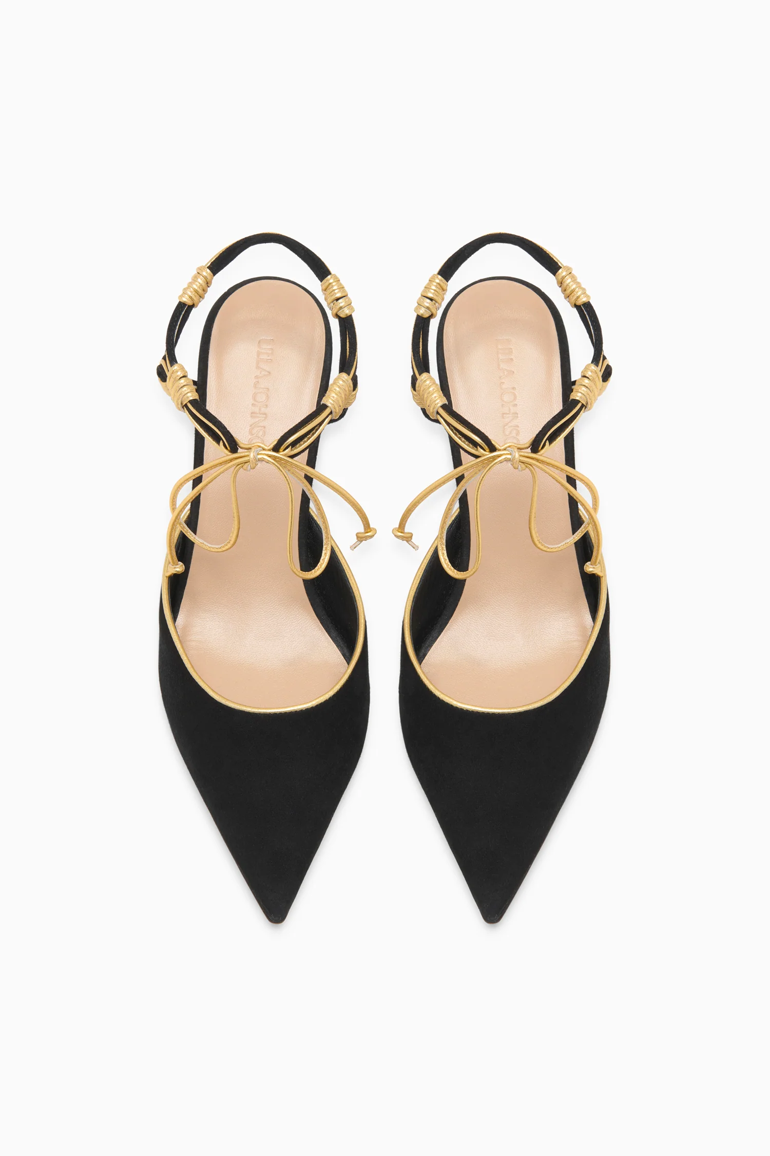 Aris Novel Strap Kitten Heel - Gold Noir - Image 4