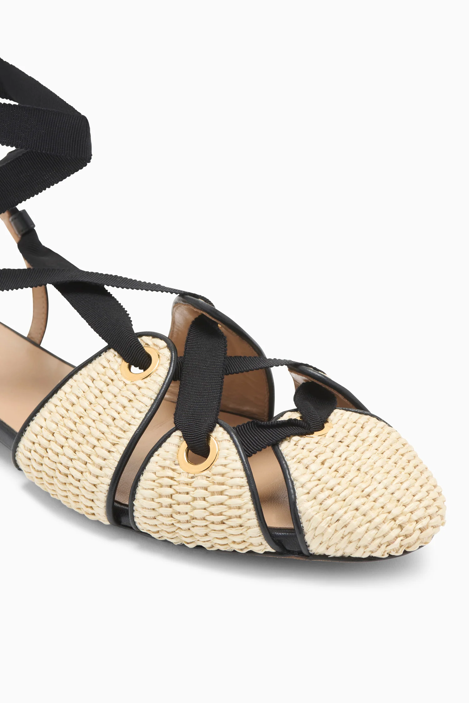 Artemis Eyelet Detail Flat - Sand - Image 3