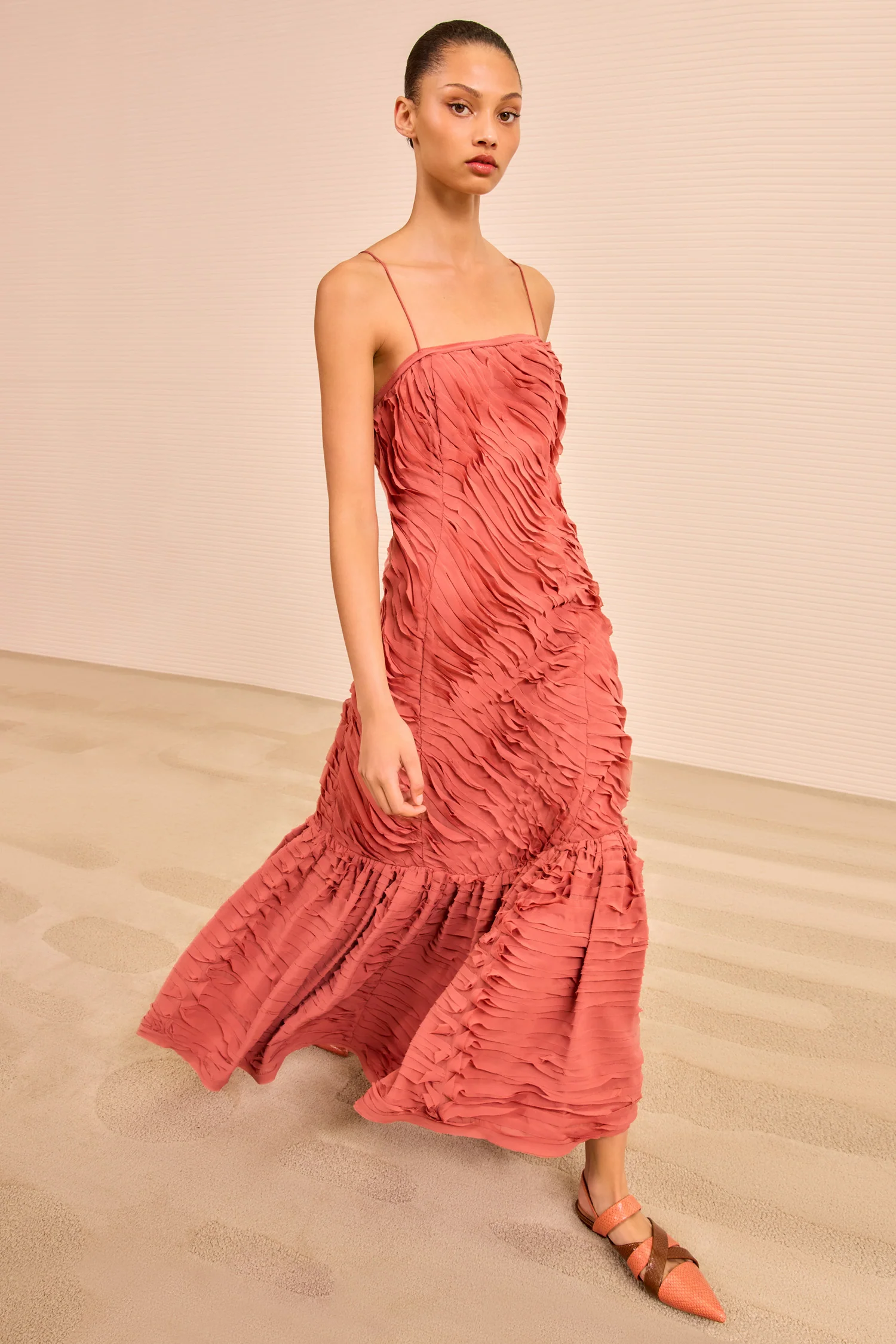 Augustina Cami Long Trumpet Dress - Chestnut