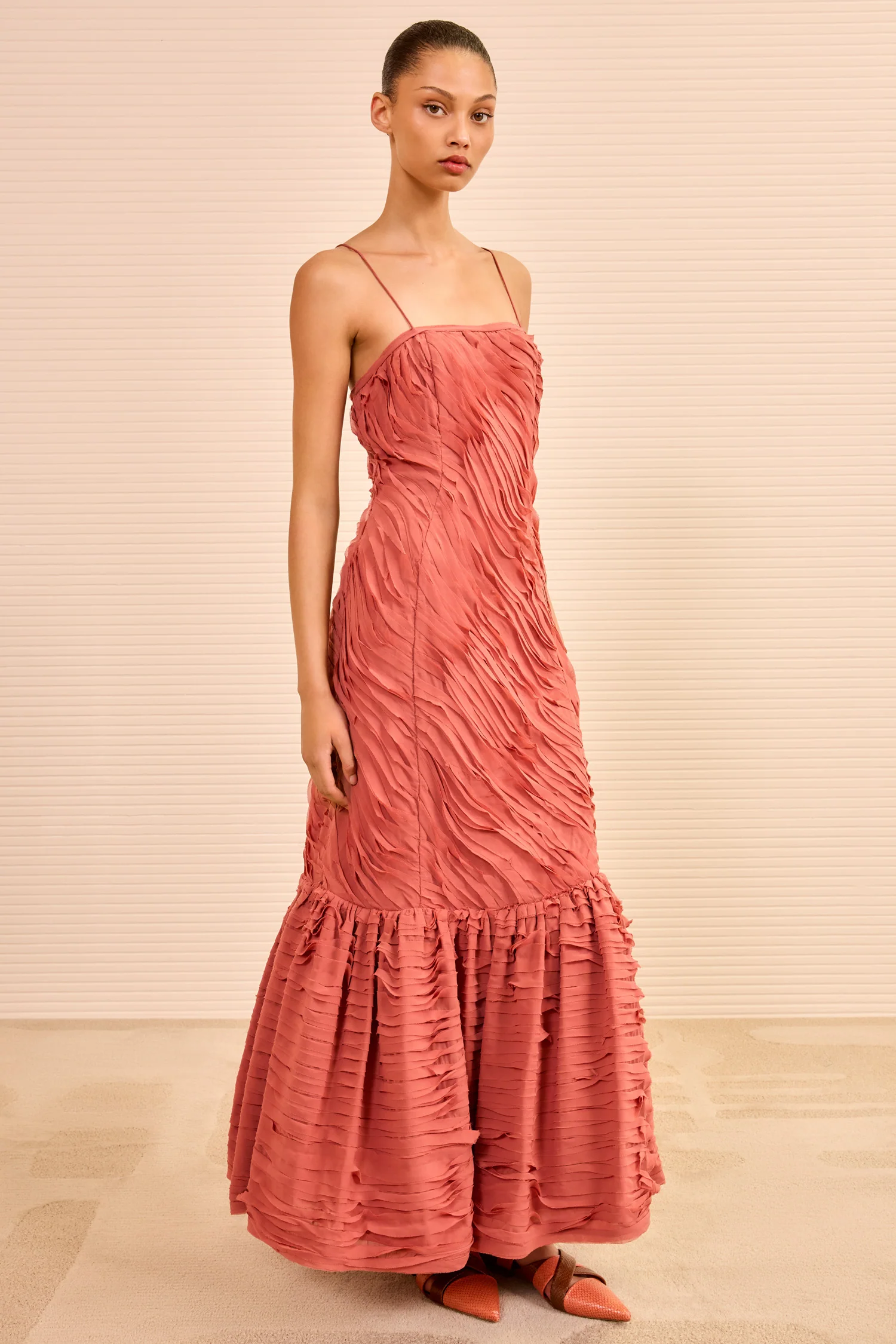 Augustina Cami Long Trumpet Dress - Chestnut - Image 3