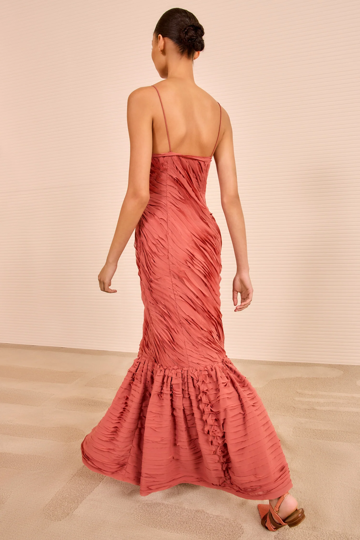 Augustina Cami Long Trumpet Dress - Chestnut - Image 4
