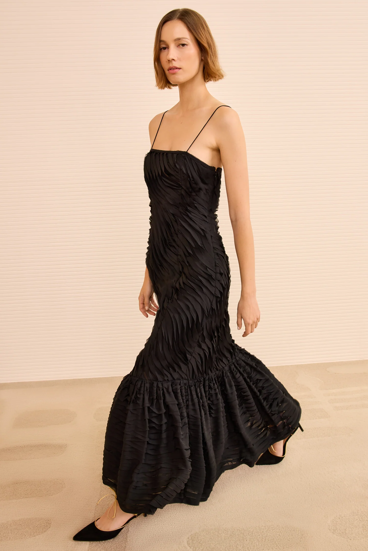 Augustina Cami Long Trumpet Dress - Noir