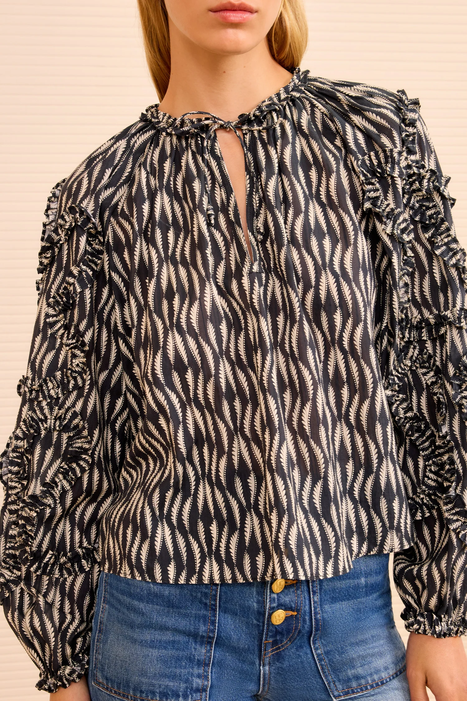 Azrou Cotton Long Sleeve Blouse - Graphite - Image 2