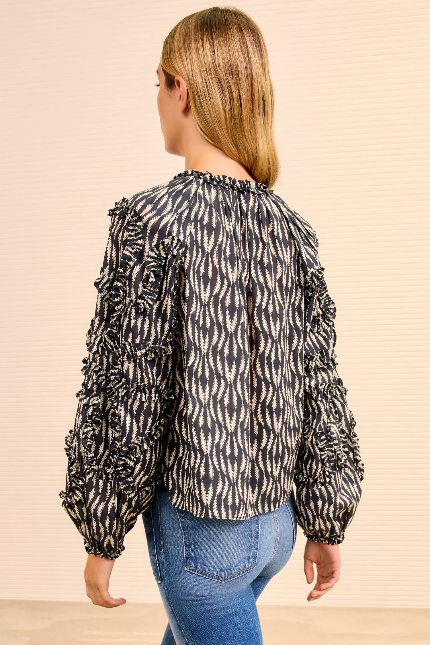Azrou Cotton Long Sleeve Blouse - Graphite - Image 4