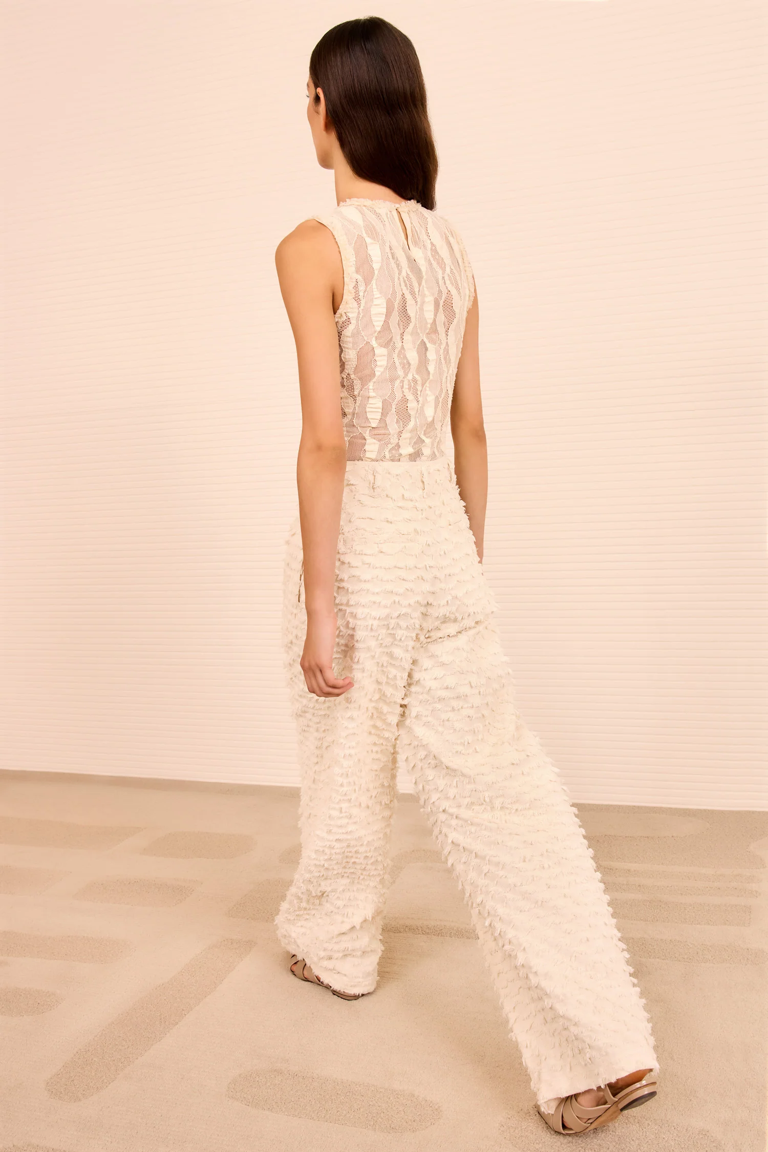 Beatrix Wide Leg Trouser - Ivory - Image 5