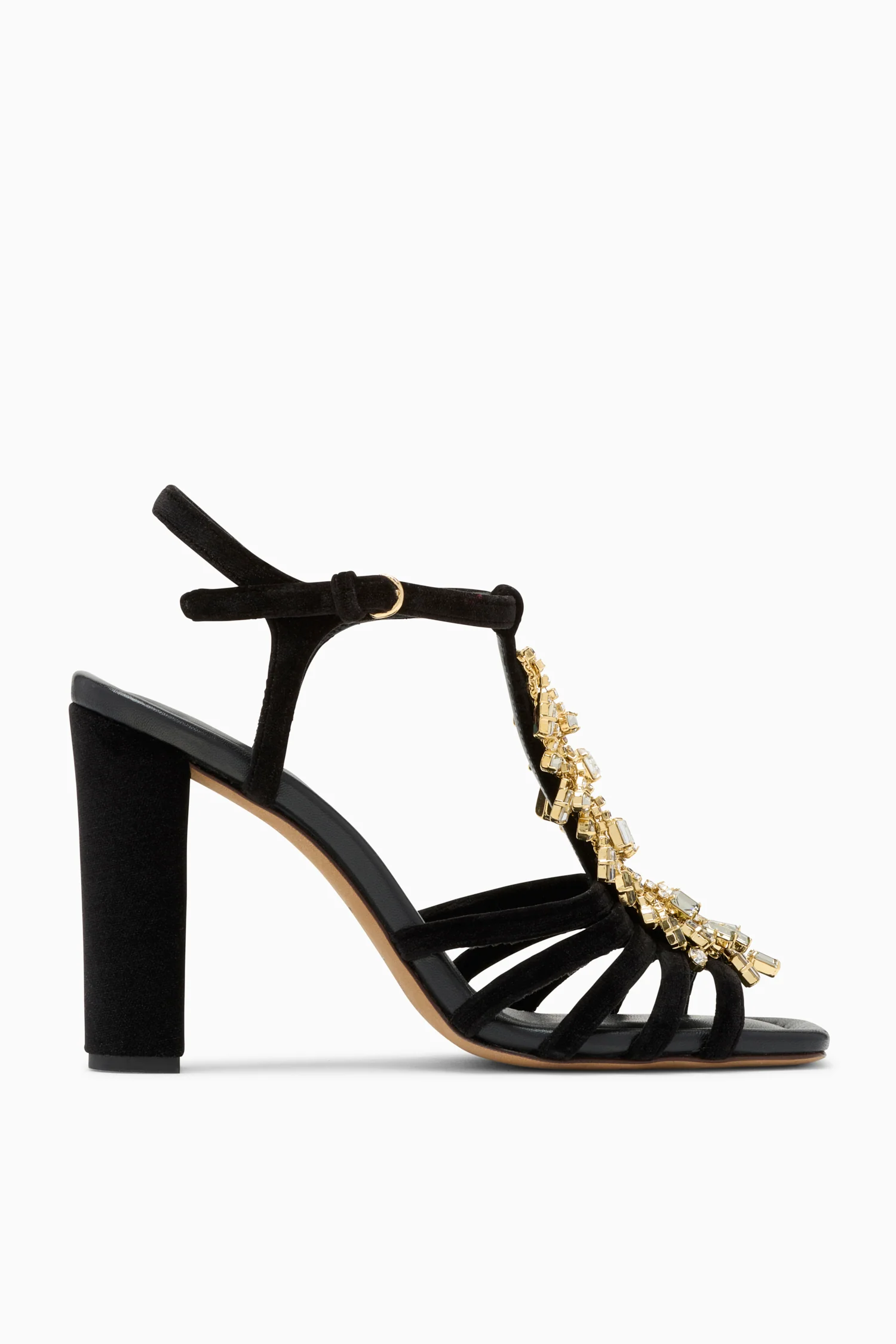 Bianca Crystal T–Strap High Heel - Noir