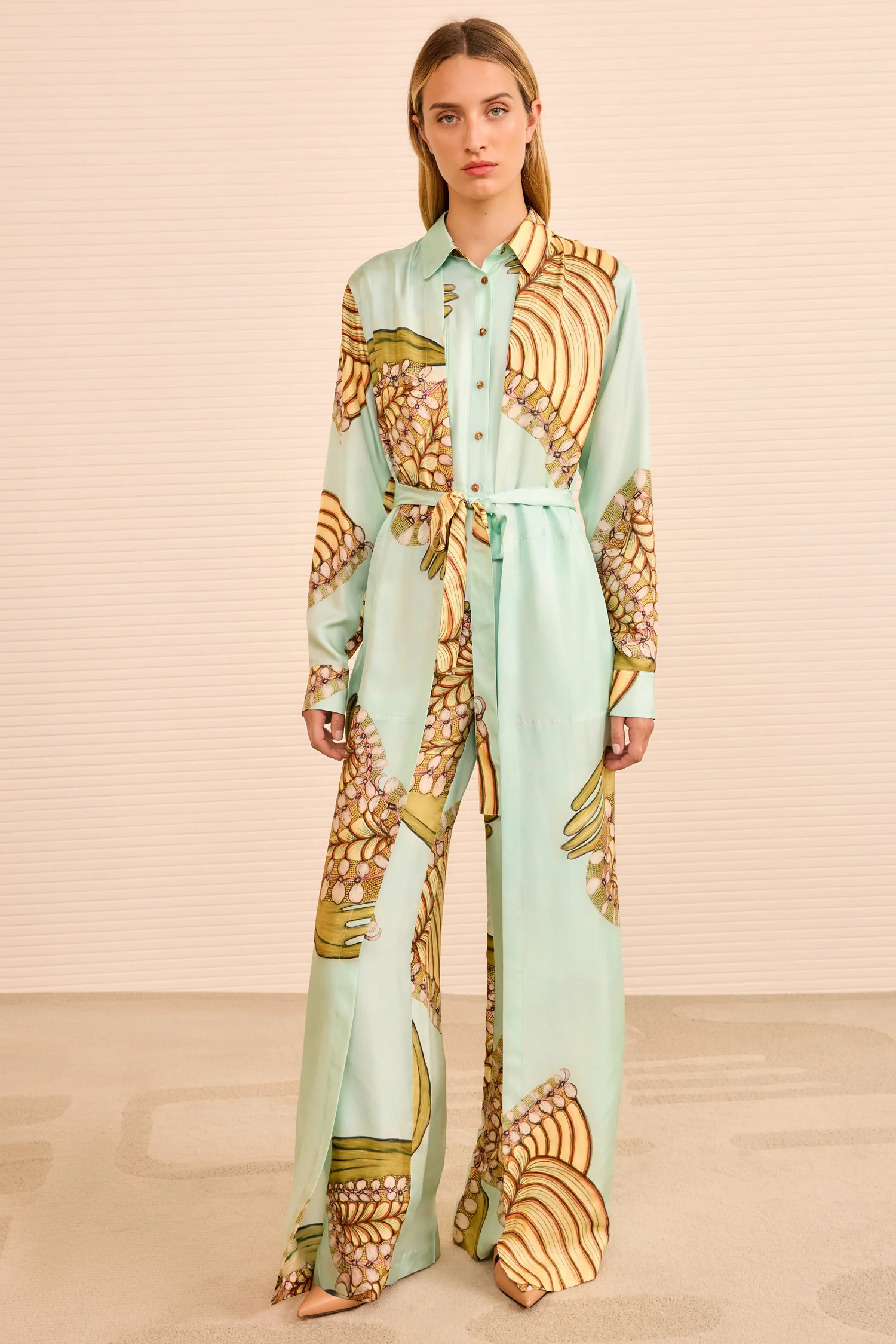 Bricolage Belted Jumpsuit - Water Blossoms - Image 3