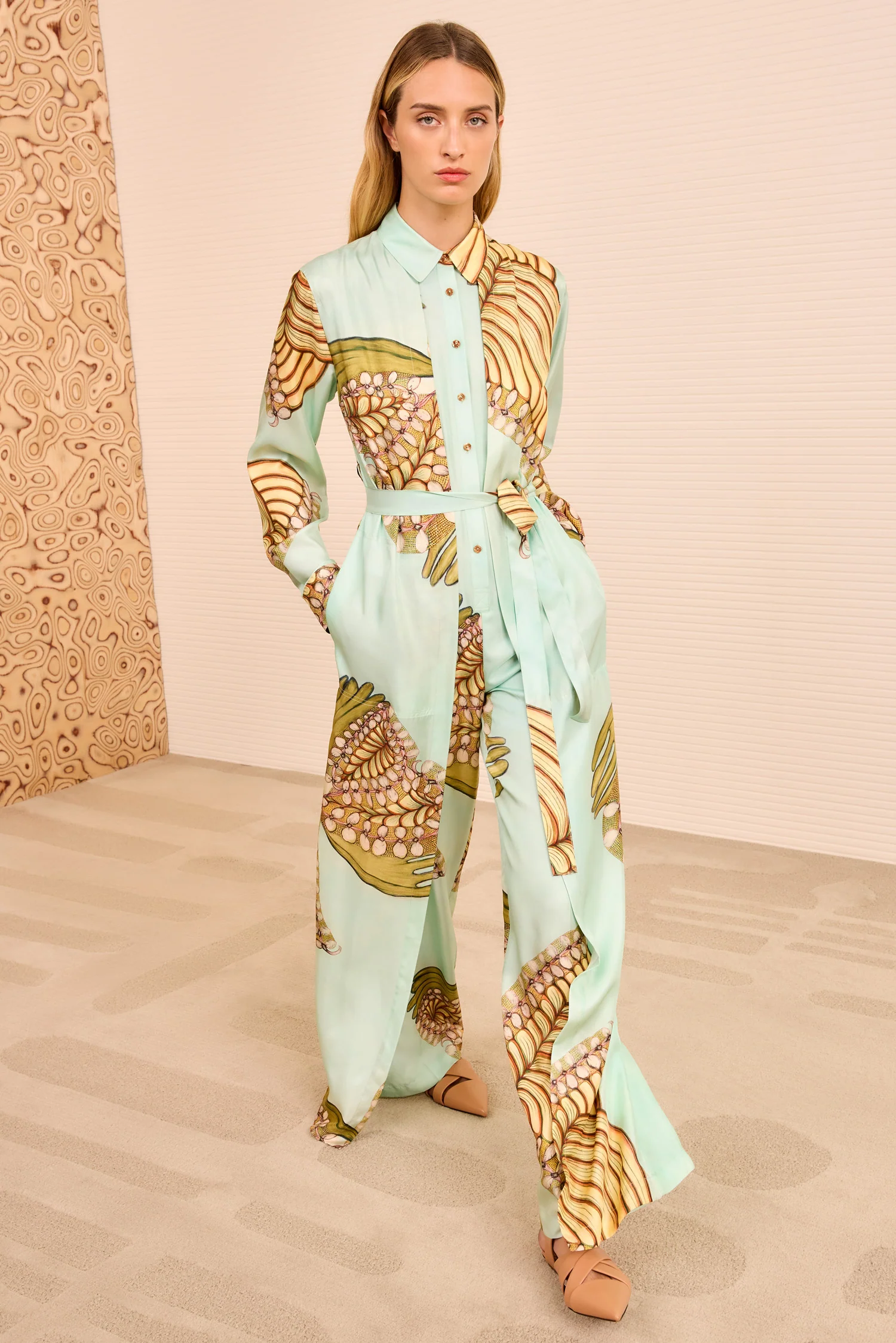 Bricolage Belted Jumpsuit - Water Blossoms - Image 4