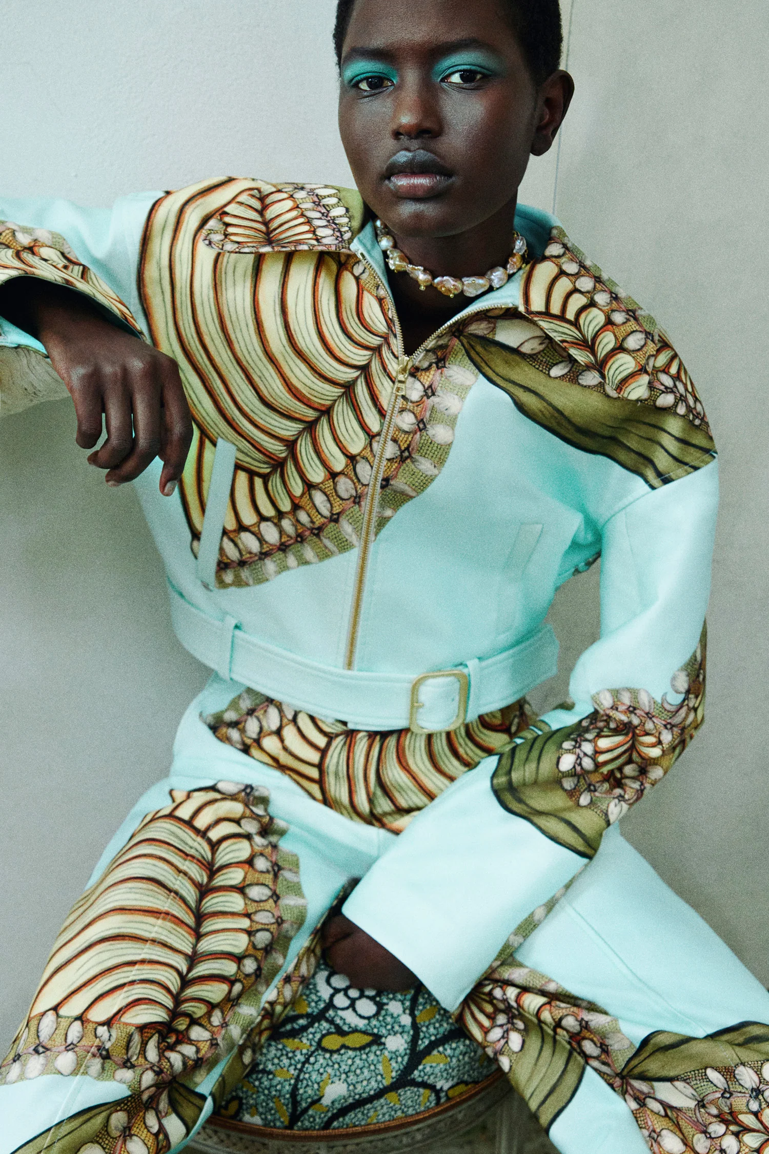 Bricolage Belted Jumpsuit - Water Blossoms - Image 6