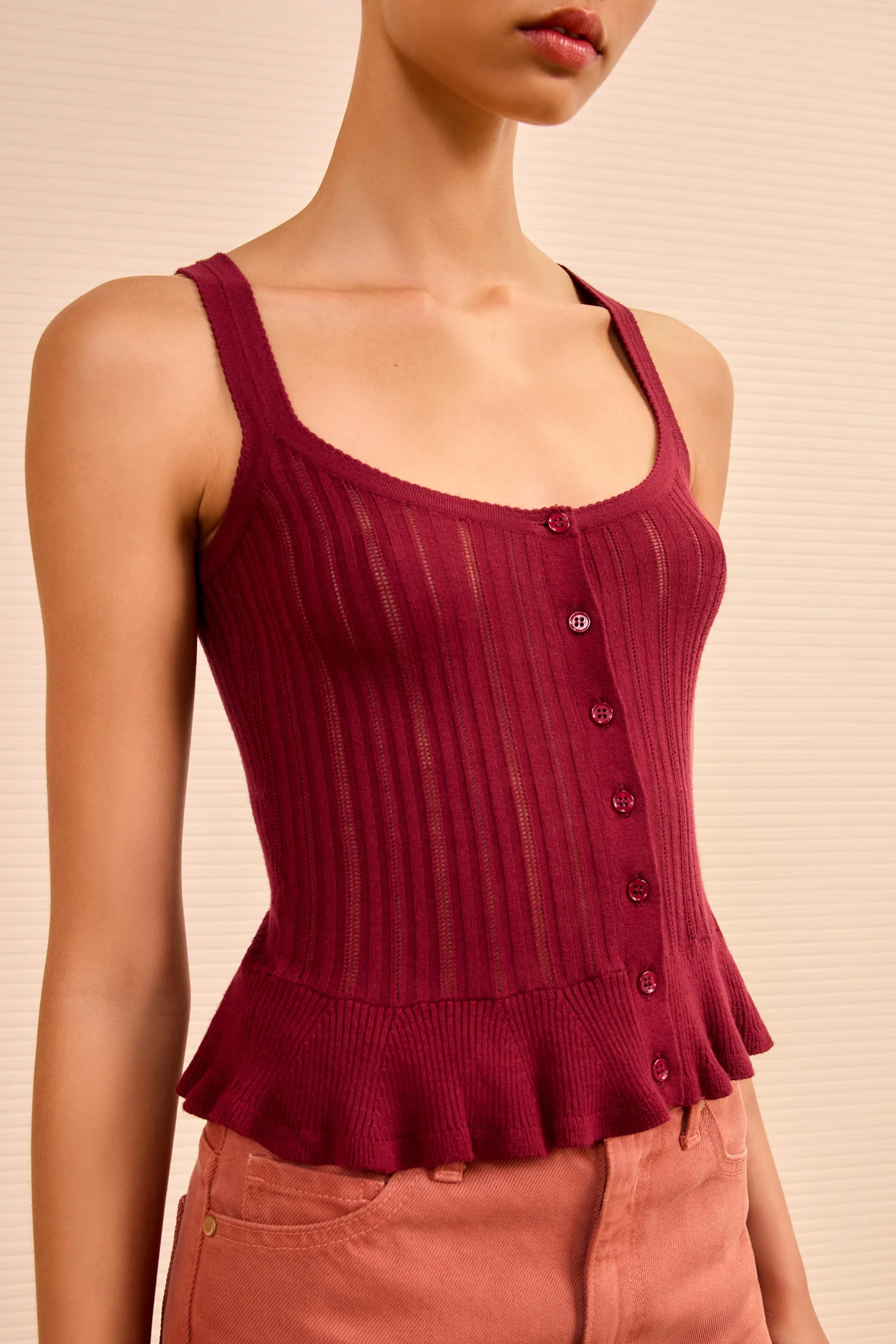 Callie Knit Camisole - Claret - Image 2