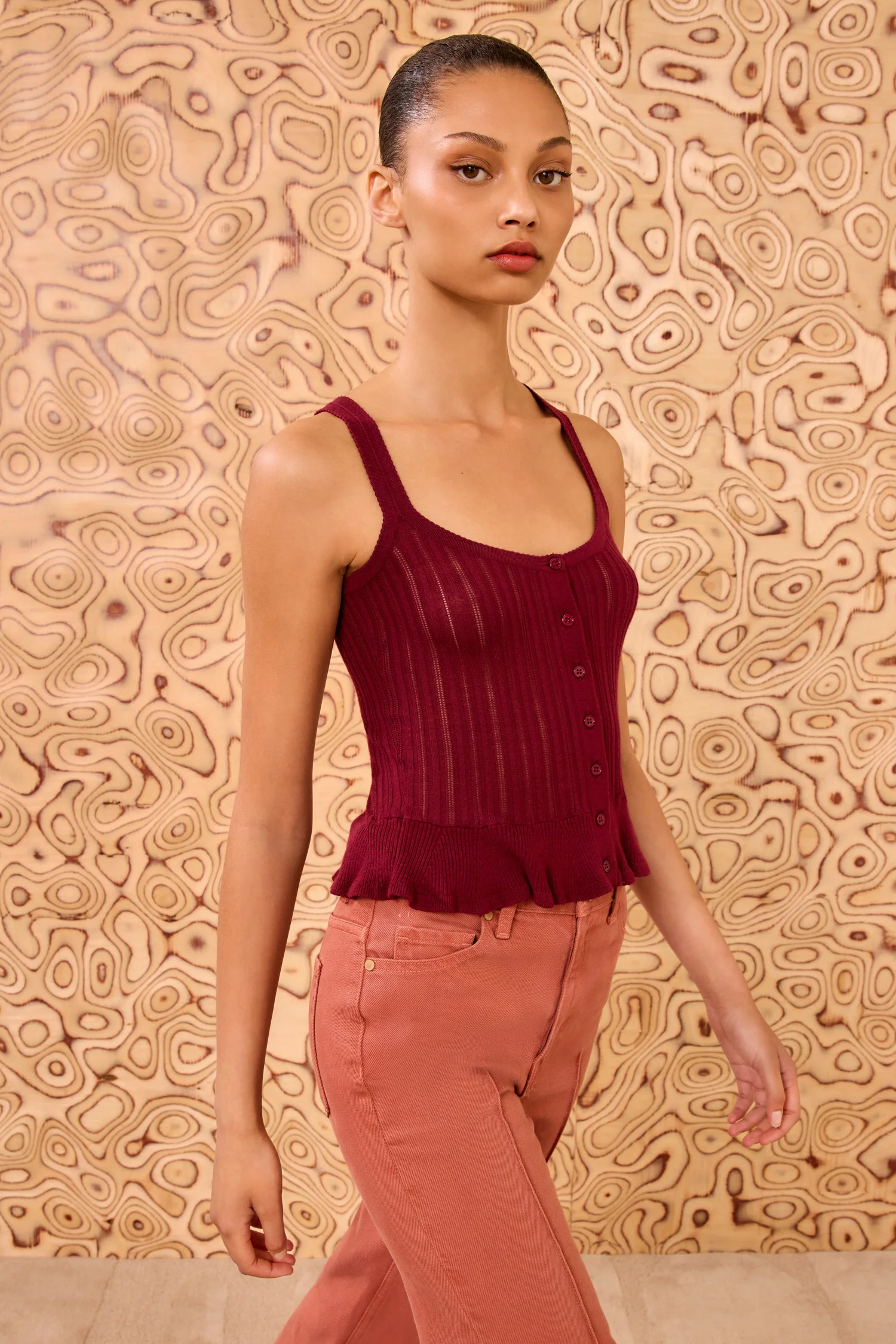 Callie Knit Camisole - Claret - Image 3