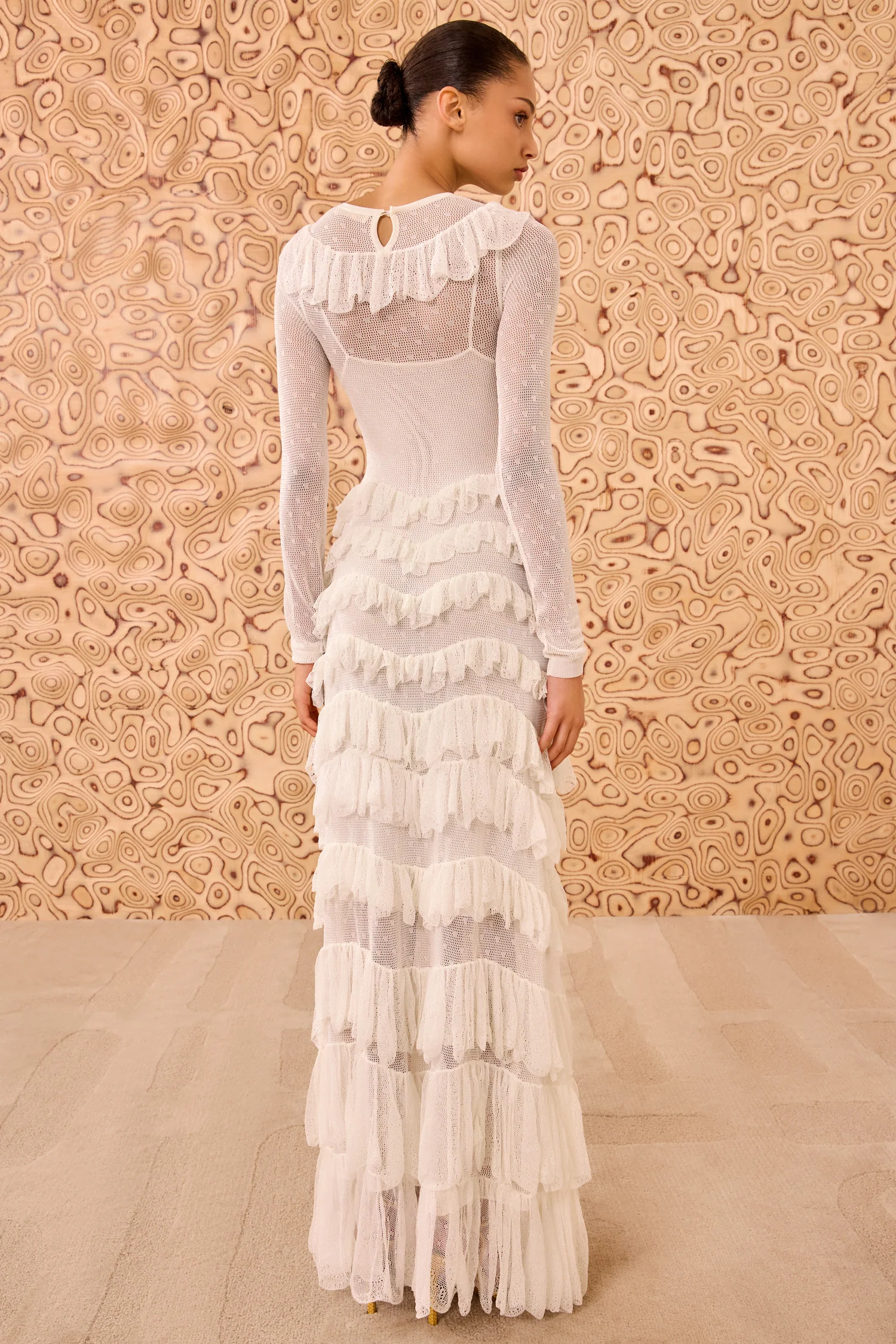 Calliope Long Sleeve Tiered Ruffle Long Dress - Cowrie - Image 6