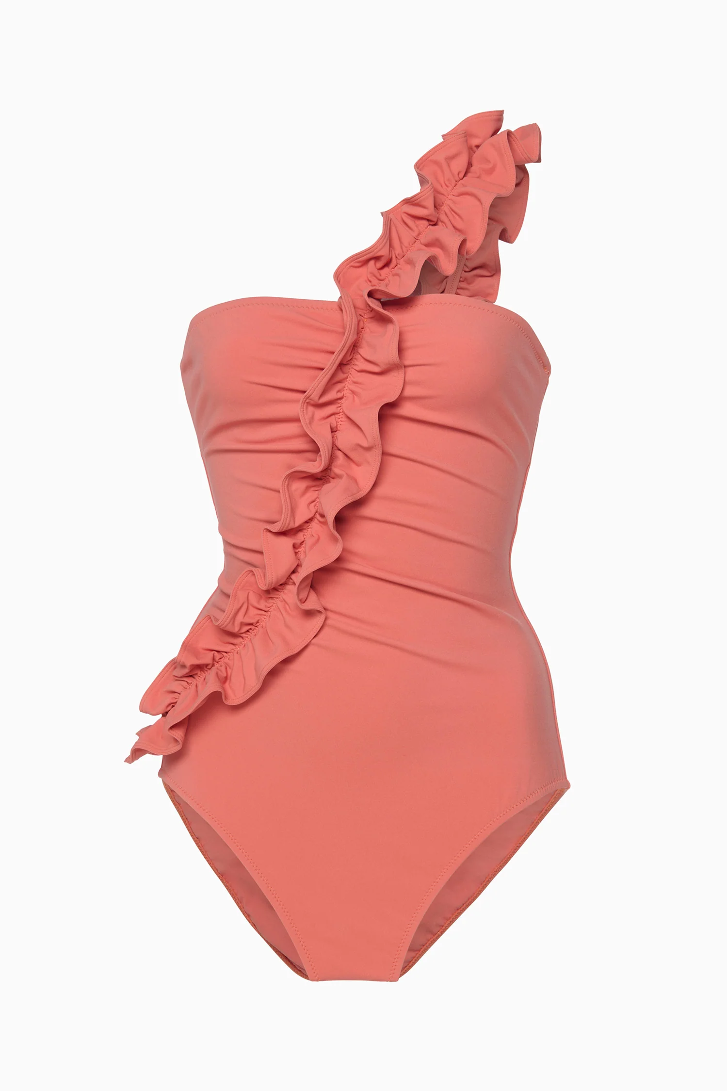 Capri One Shoulder Maillot - Coral - Image 6