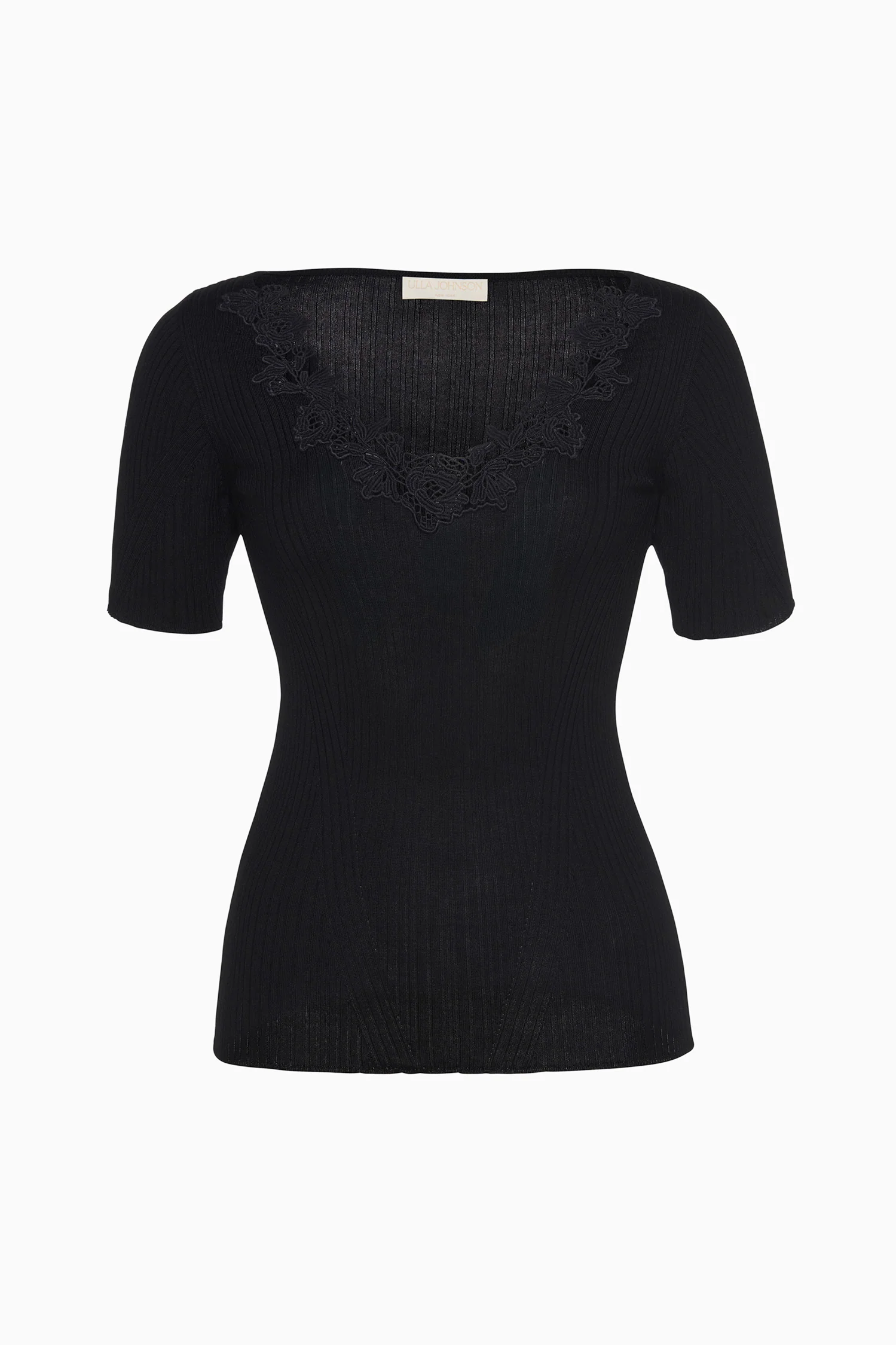 Celeste Knit Top with Lace - Noir - Image 5
