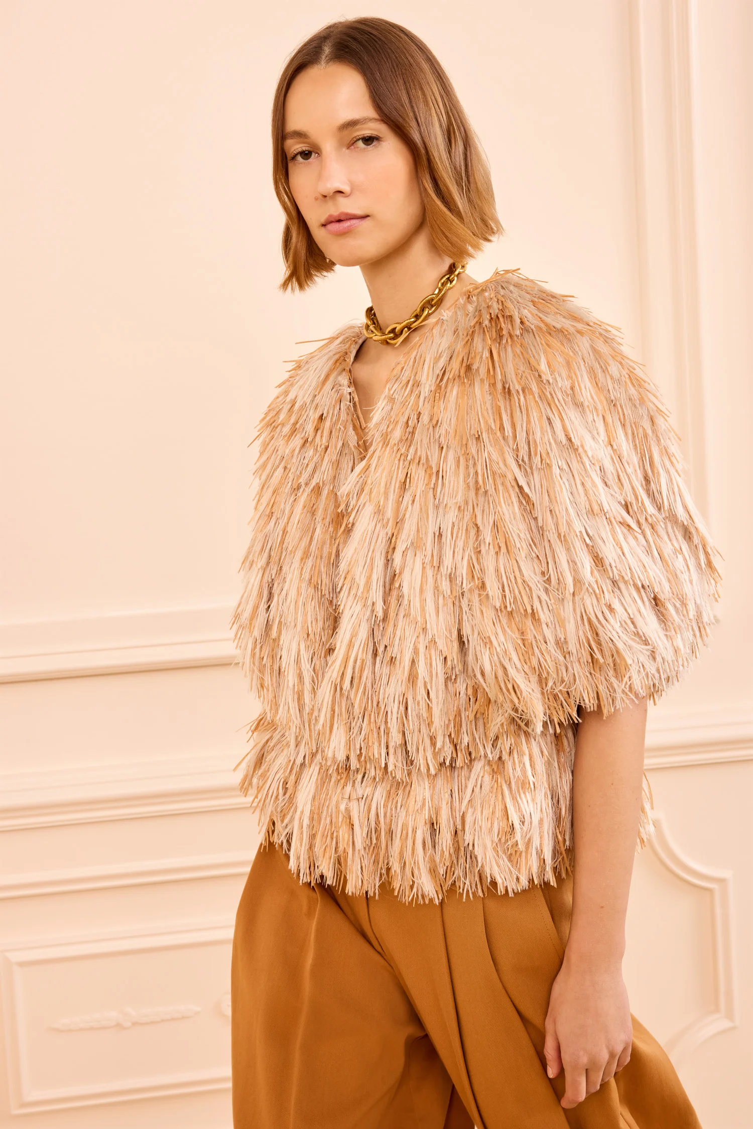 Celestia Raffia Vest - Sand Dollar