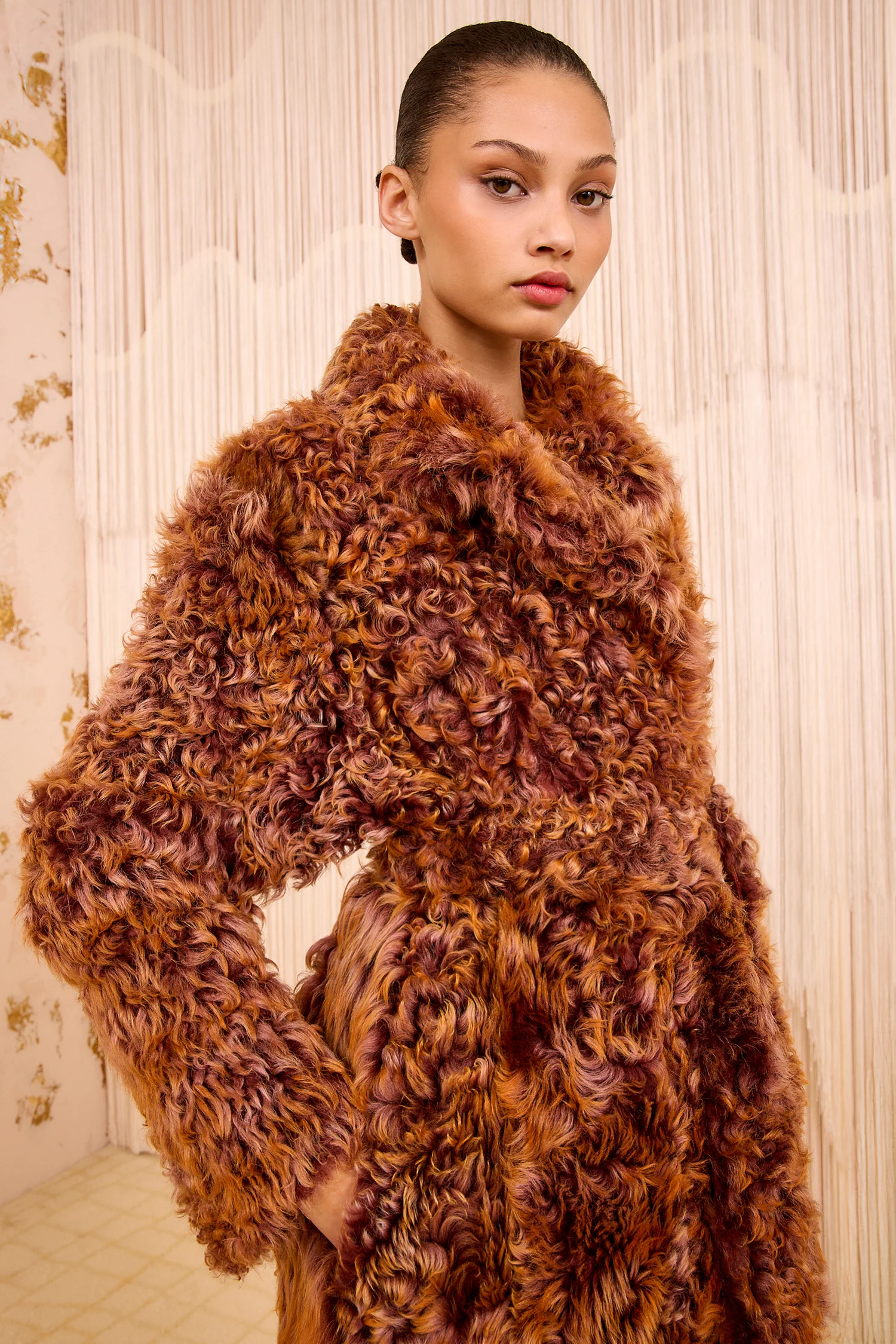 Ceryse Long Shearling Coat - Umber - Image 3