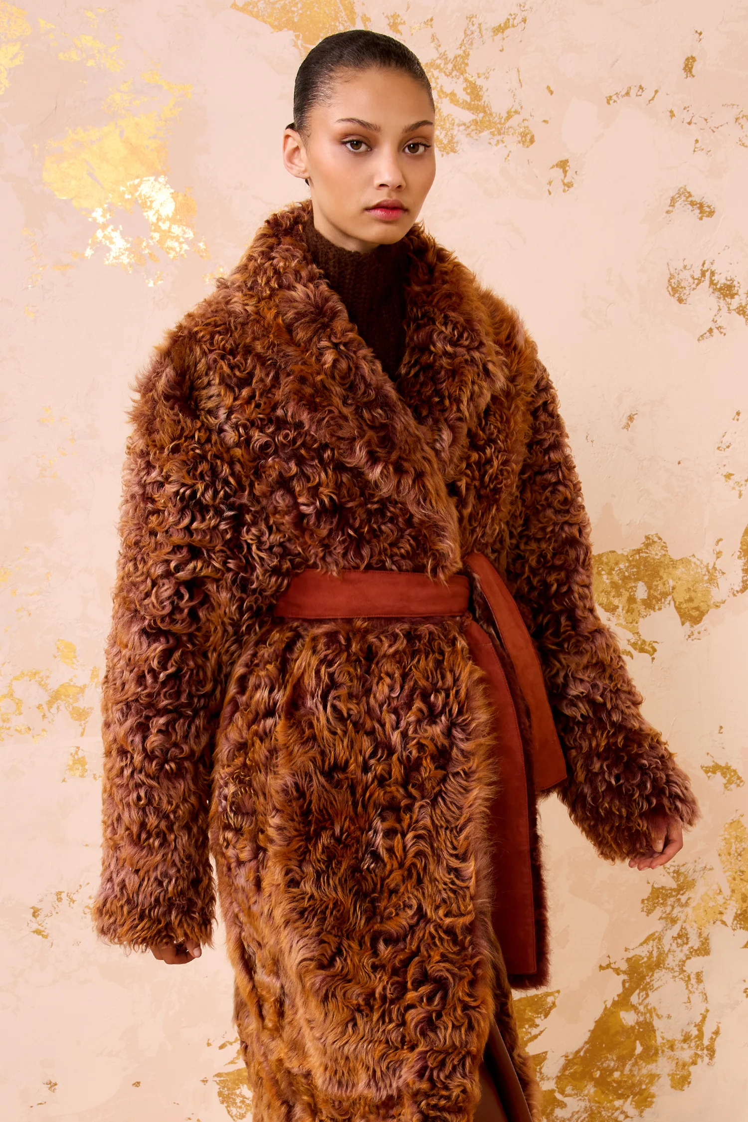 Ceryse Long Shearling Coat - Umber - Image 5