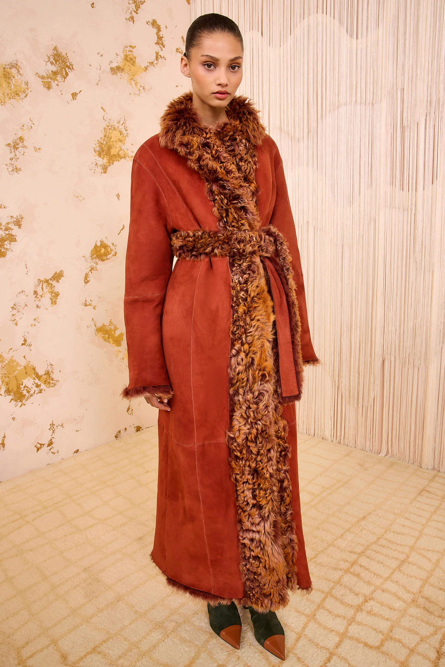 Ceryse Long Shearling Coat - Umber - Image 6