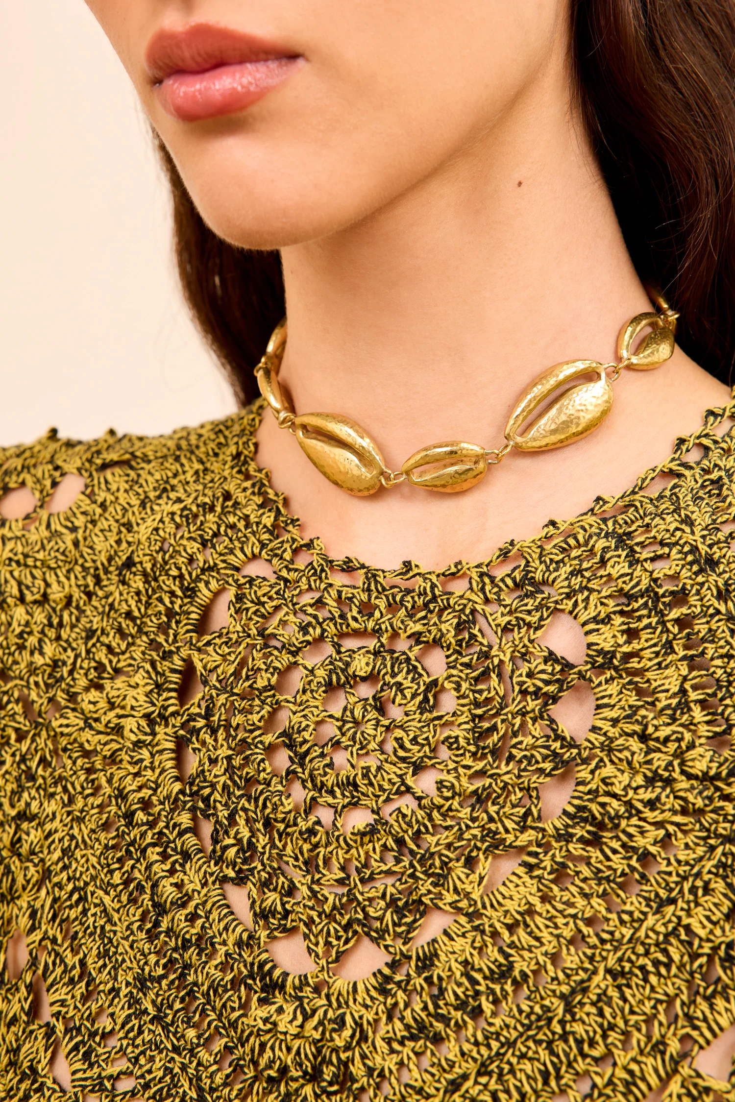Cowrie Shell Brass Necklace - Brass - Image 3