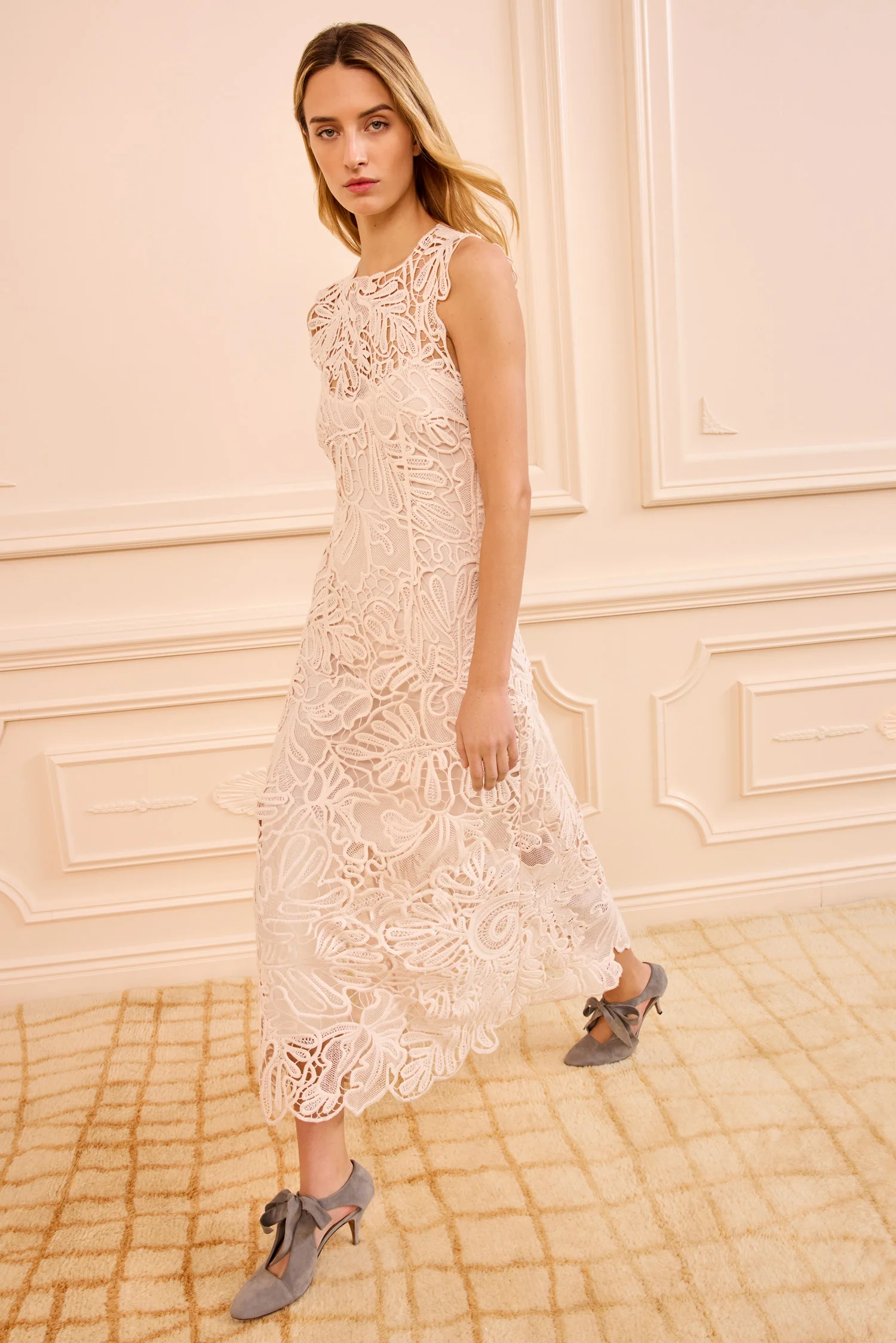 Eloisa Corded Lace Dress - Chalk - Image 3