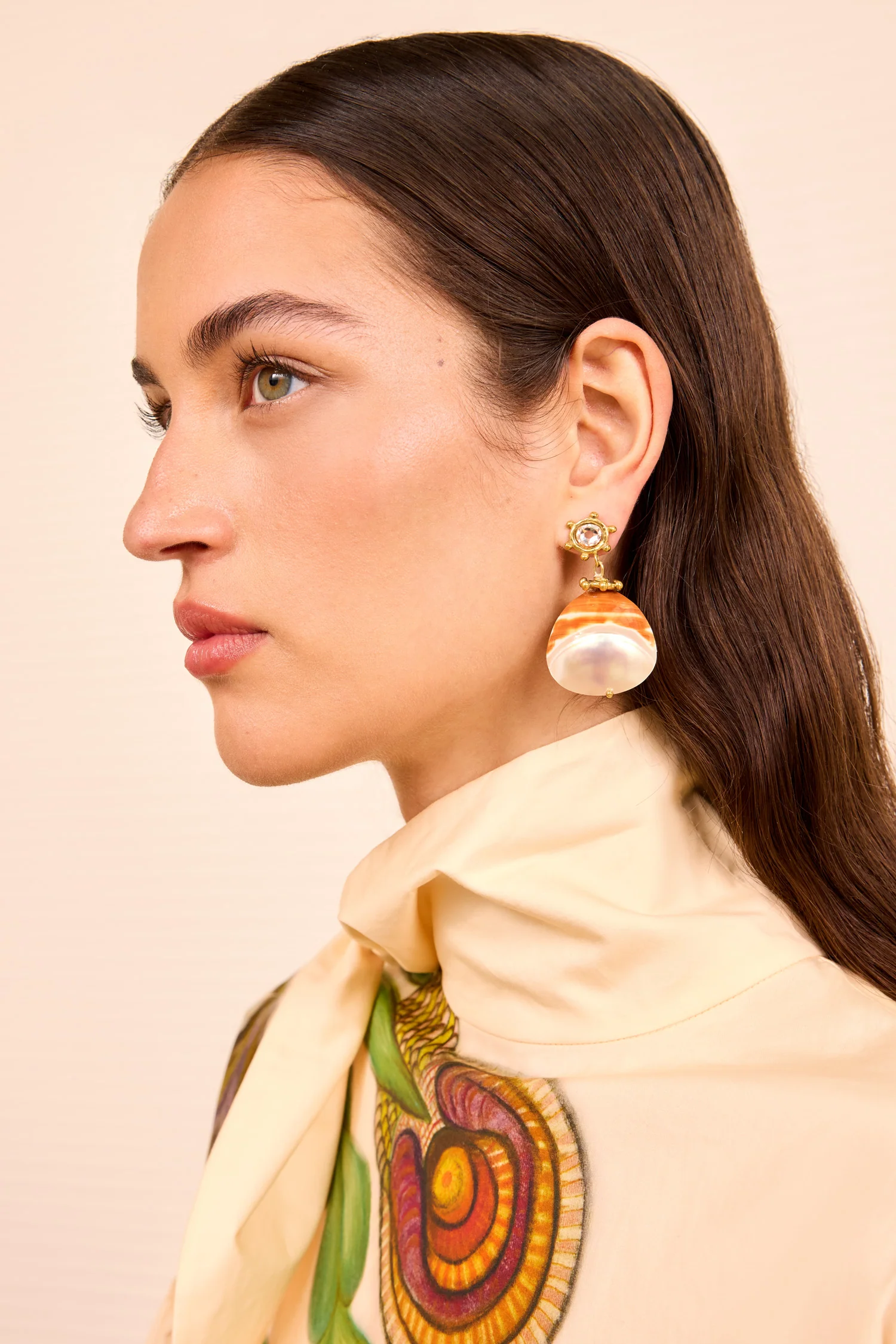 Embellished Shell Drop Earring - Pearlescent - Image 4