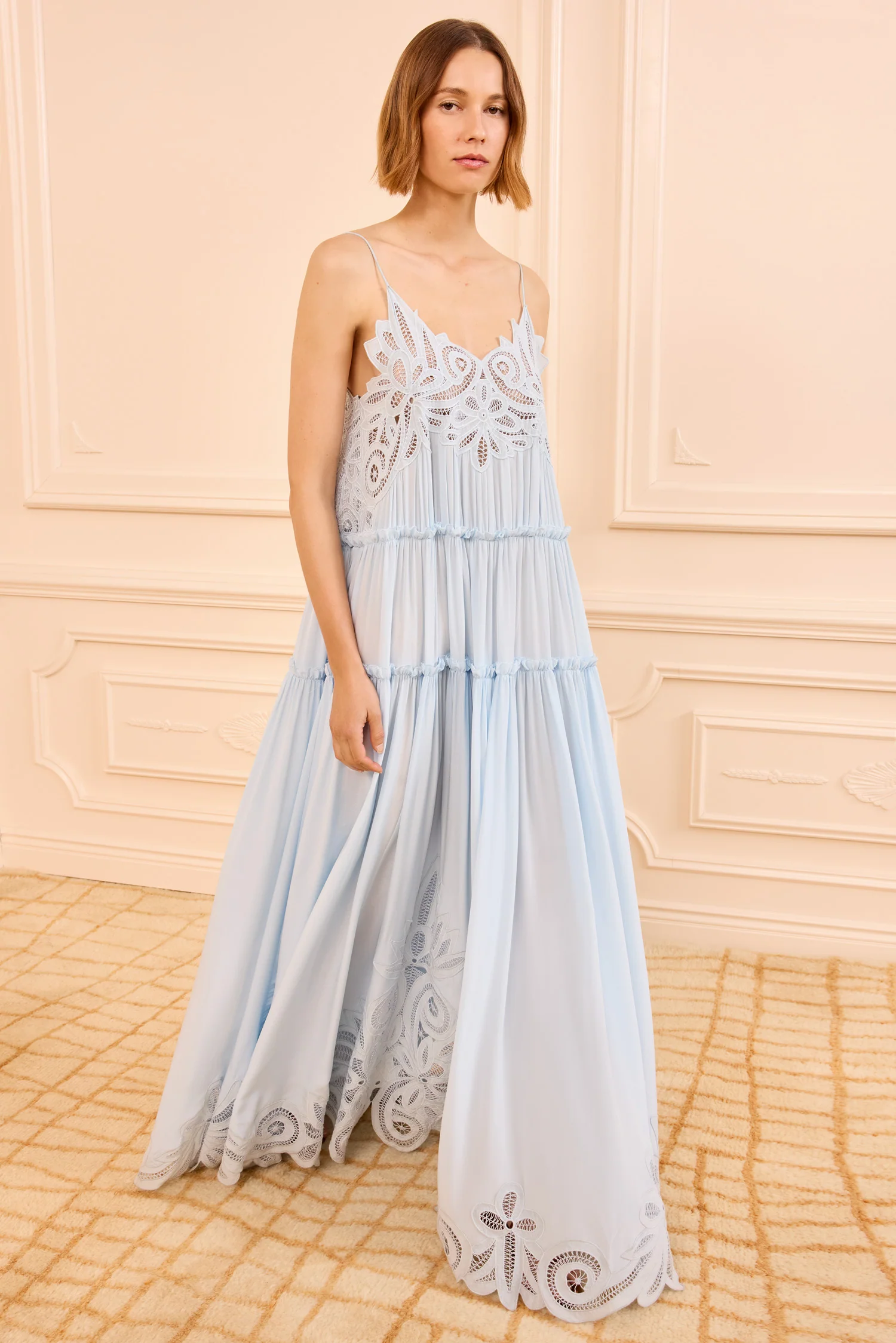 Filippa Lace Applique Gown - Adriatic