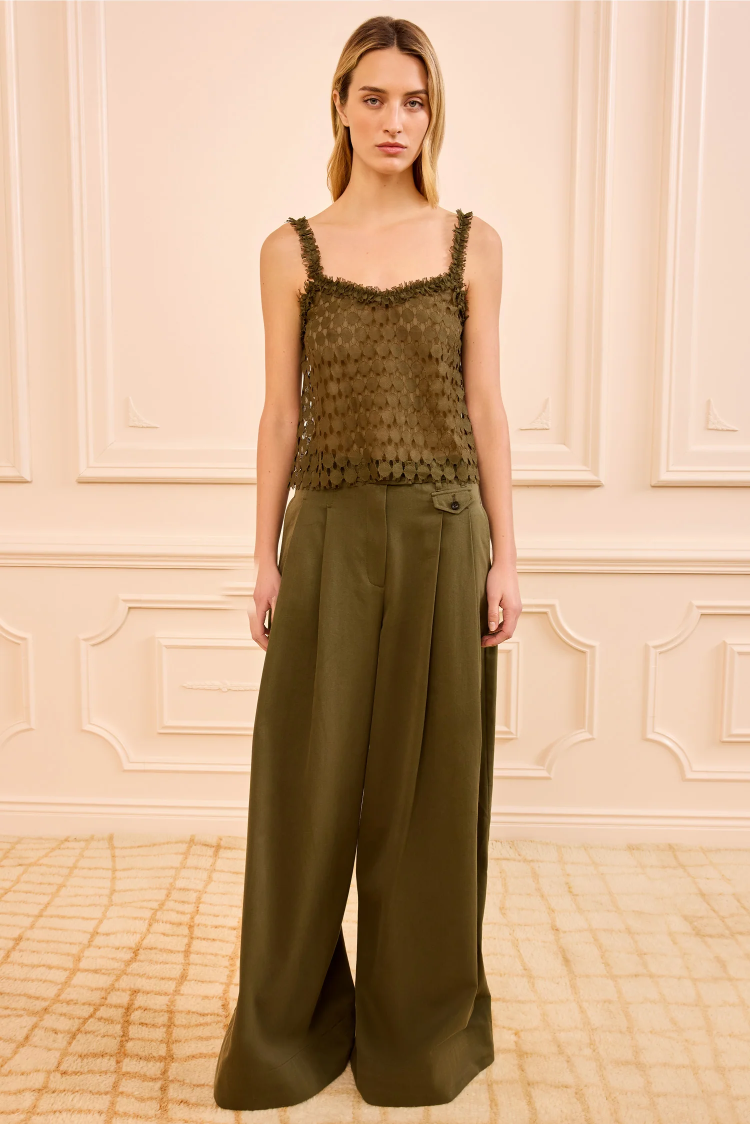 Francoise Lace Tank Top - Pine - Image 3
